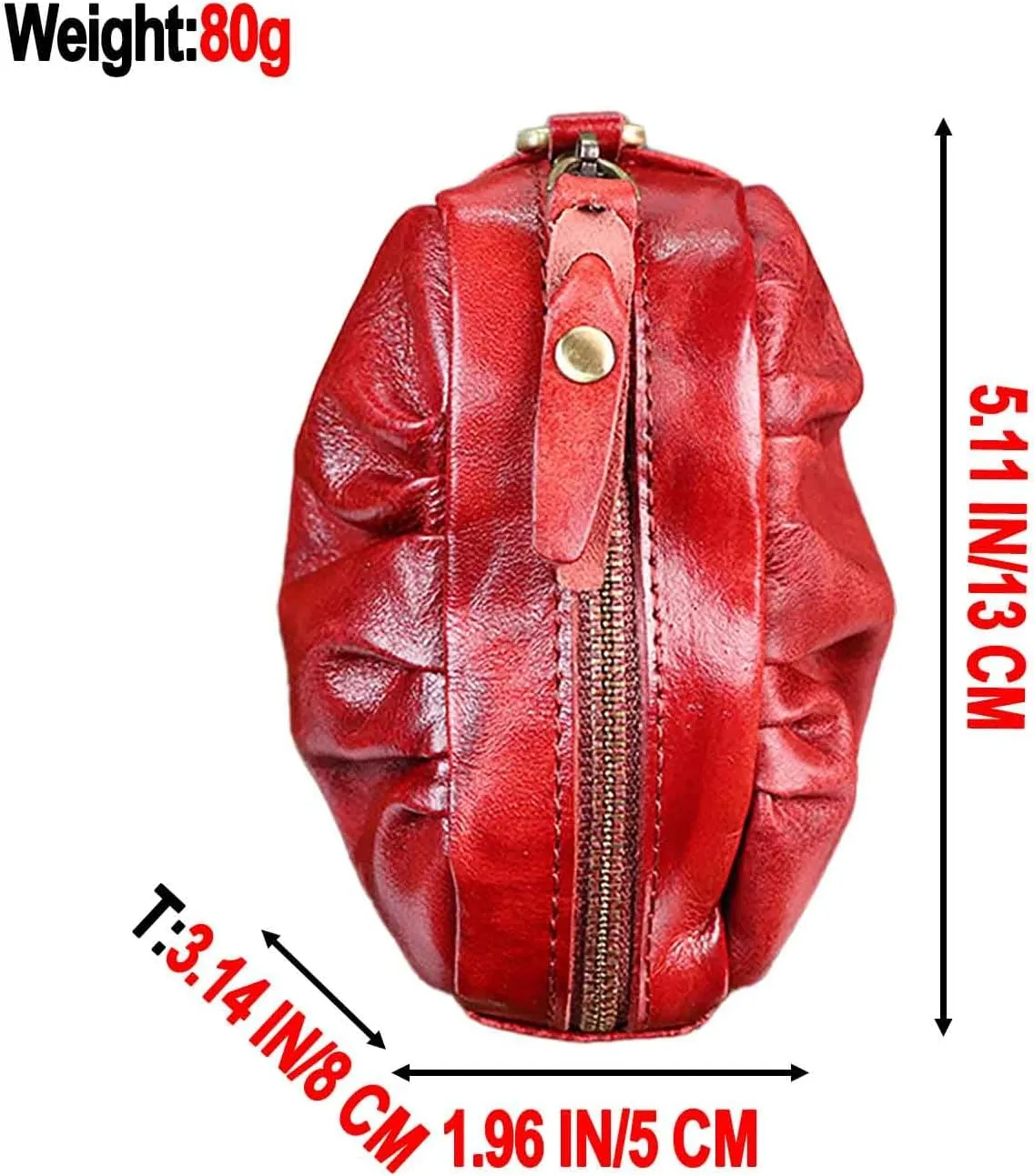 1 Pcs Vintage Pleated Coin Purse-Leather Wristlet Mini Clutch Wallet Purse-Zipper Coin Wallet for Men & Women
