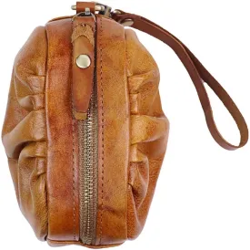 1 Pcs Vintage Pleated Coin Purse-Leather Wristlet Mini Clutch Wallet Purse-Zipper Coin Wallet for Men & Women