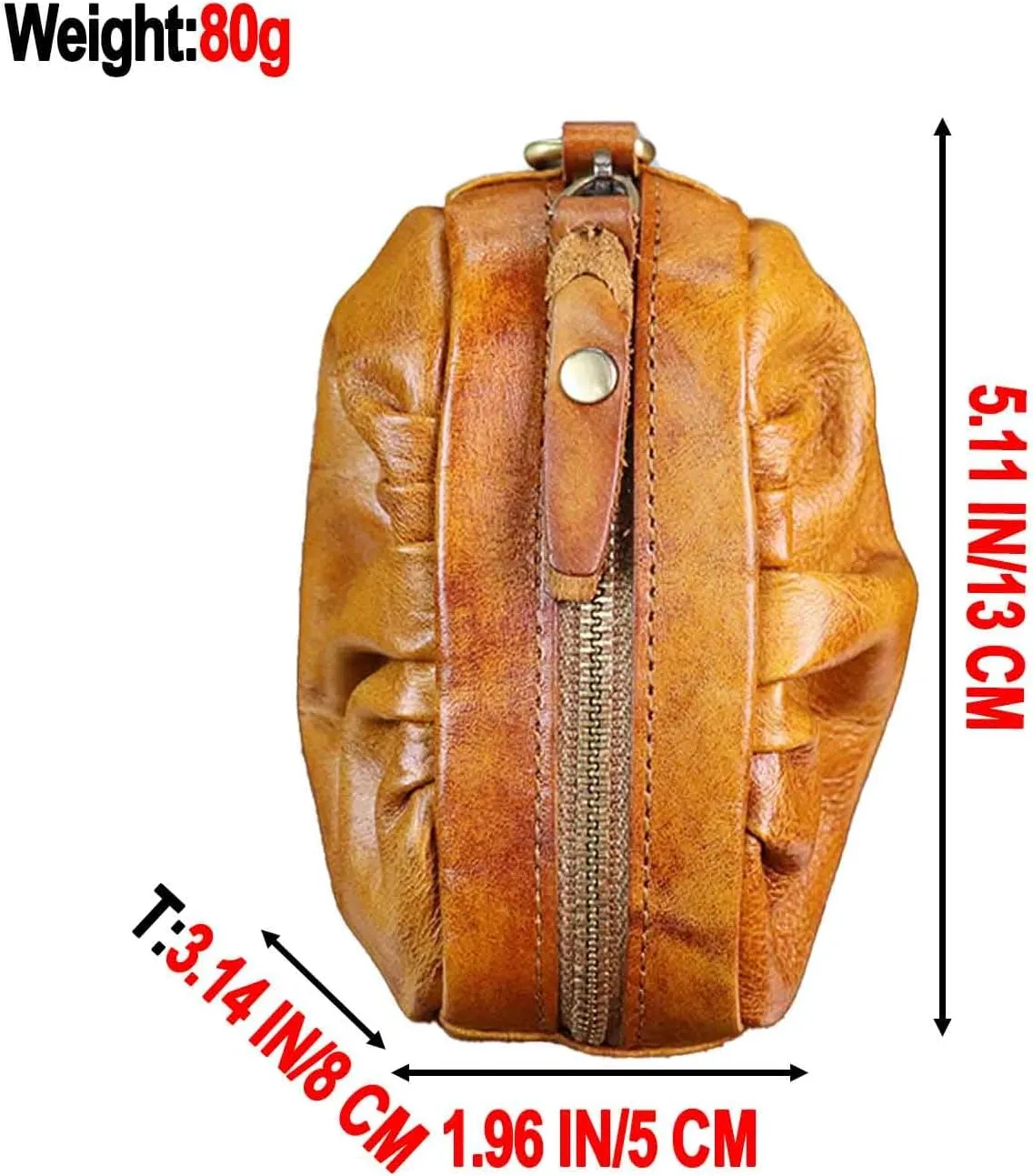1 Pcs Vintage Pleated Coin Purse-Leather Wristlet Mini Clutch Wallet Purse-Zipper Coin Wallet for Men & Women