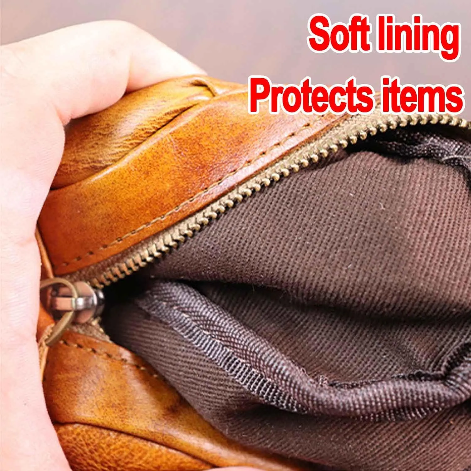 1 Pcs Vintage Pleated Coin Purse-Leather Wristlet Mini Clutch Wallet Purse-Zipper Coin Wallet for Men & Women