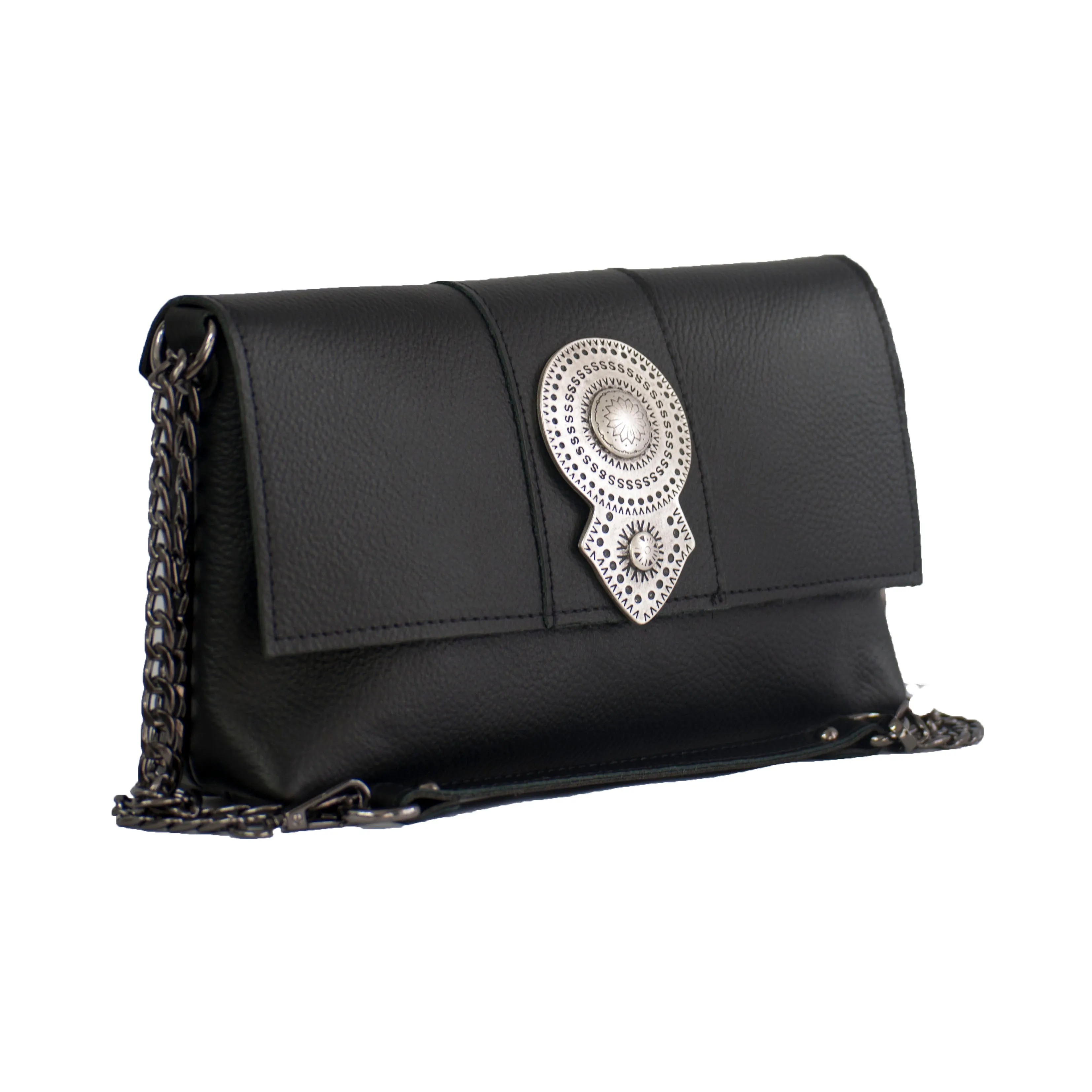 Aurora Leather Shoulder Bag - Black
