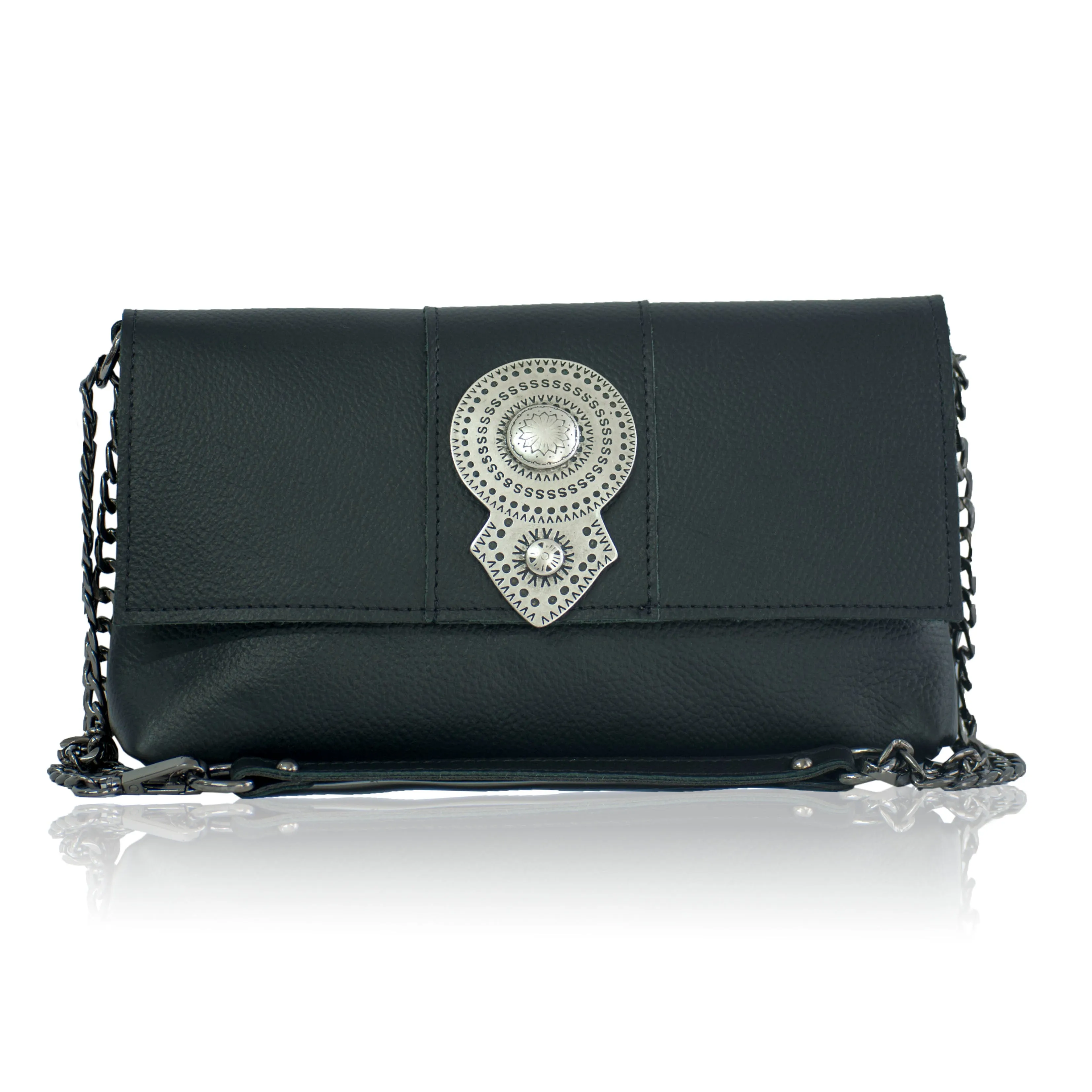 Aurora Leather Shoulder Bag - Black