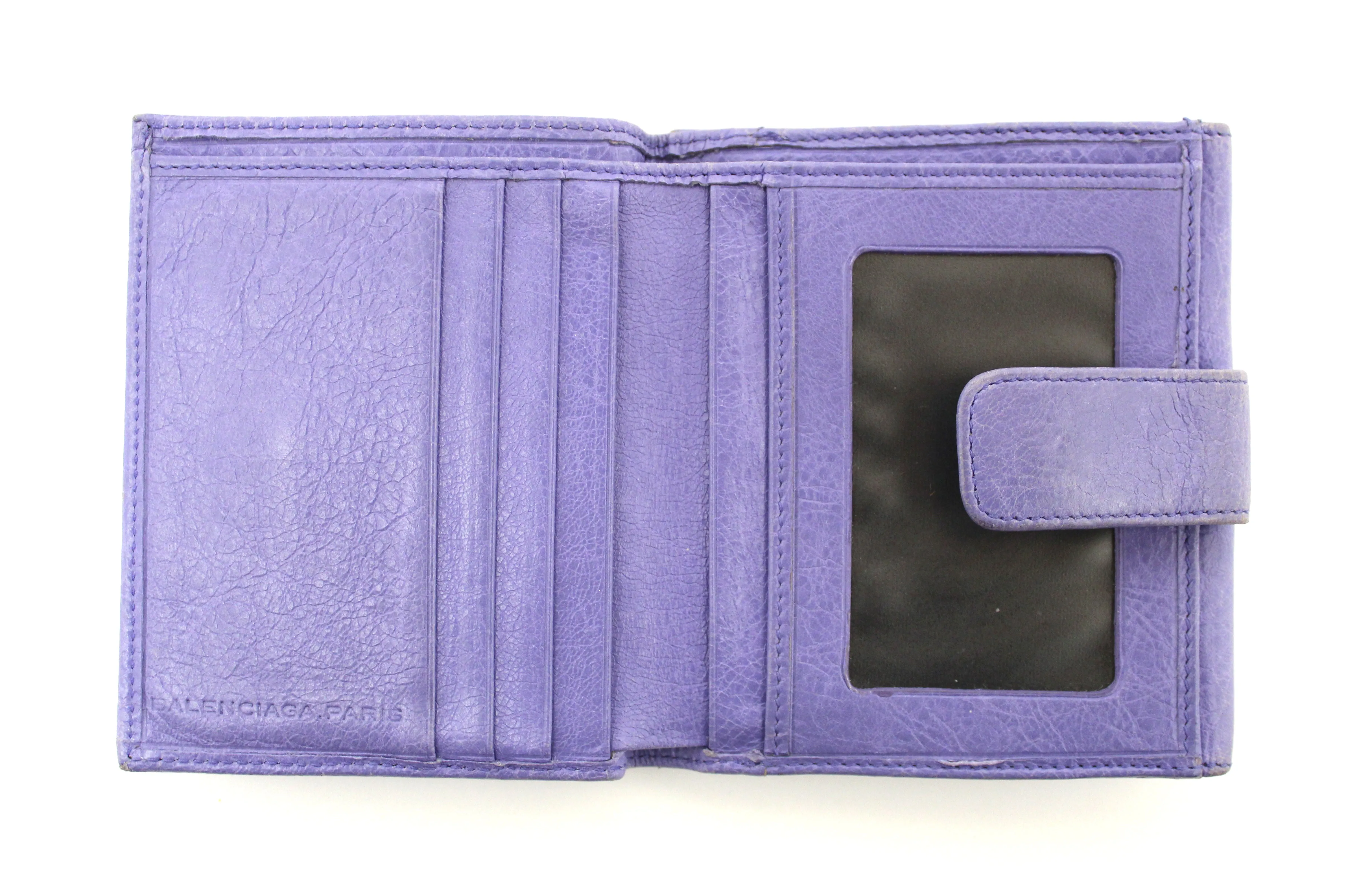 Authentic Balenciaga Classic Purple Leather Giant City Small Wallet