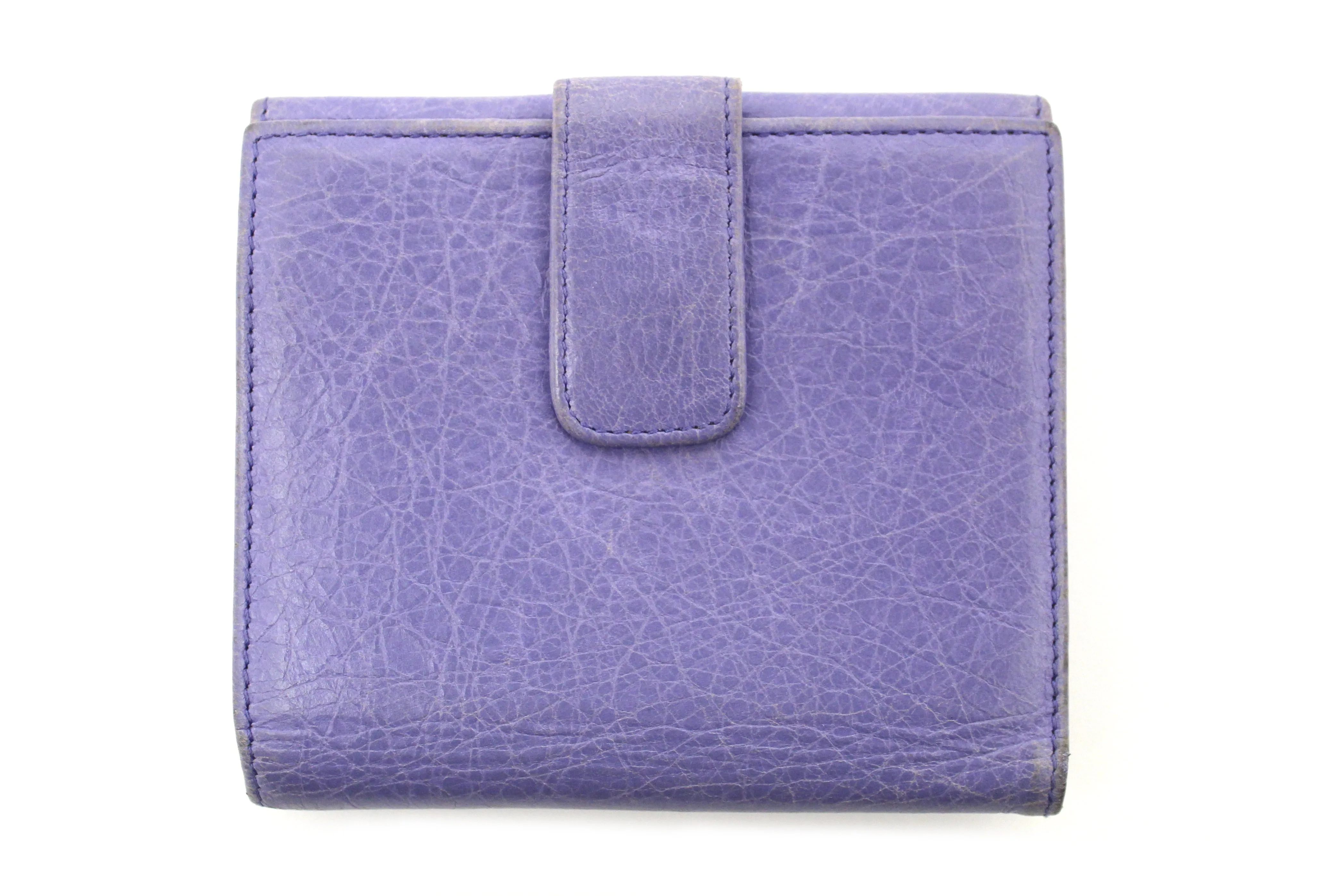 Authentic Balenciaga Classic Purple Leather Giant City Small Wallet