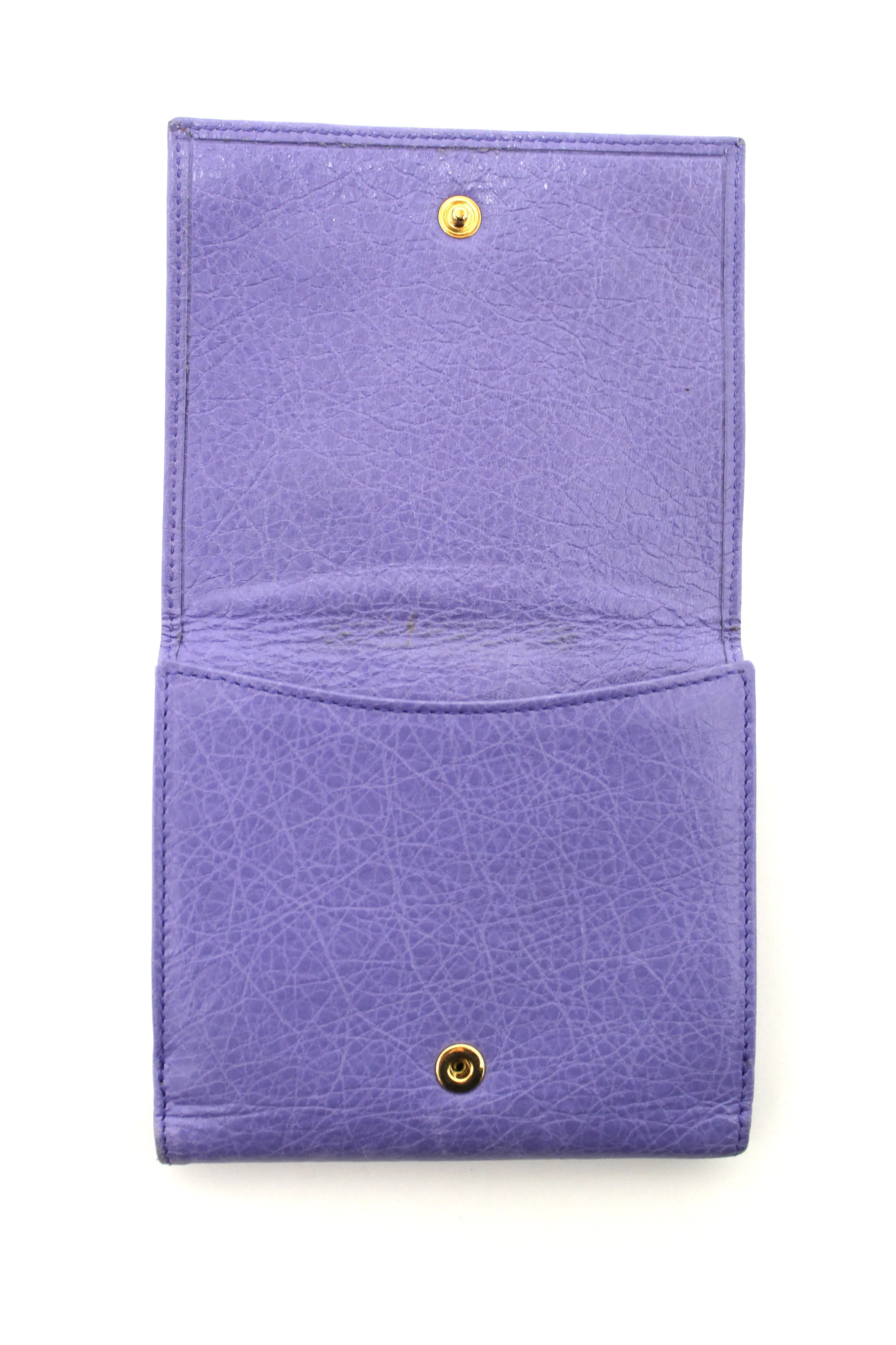 Authentic Balenciaga Classic Purple Leather Giant City Small Wallet
