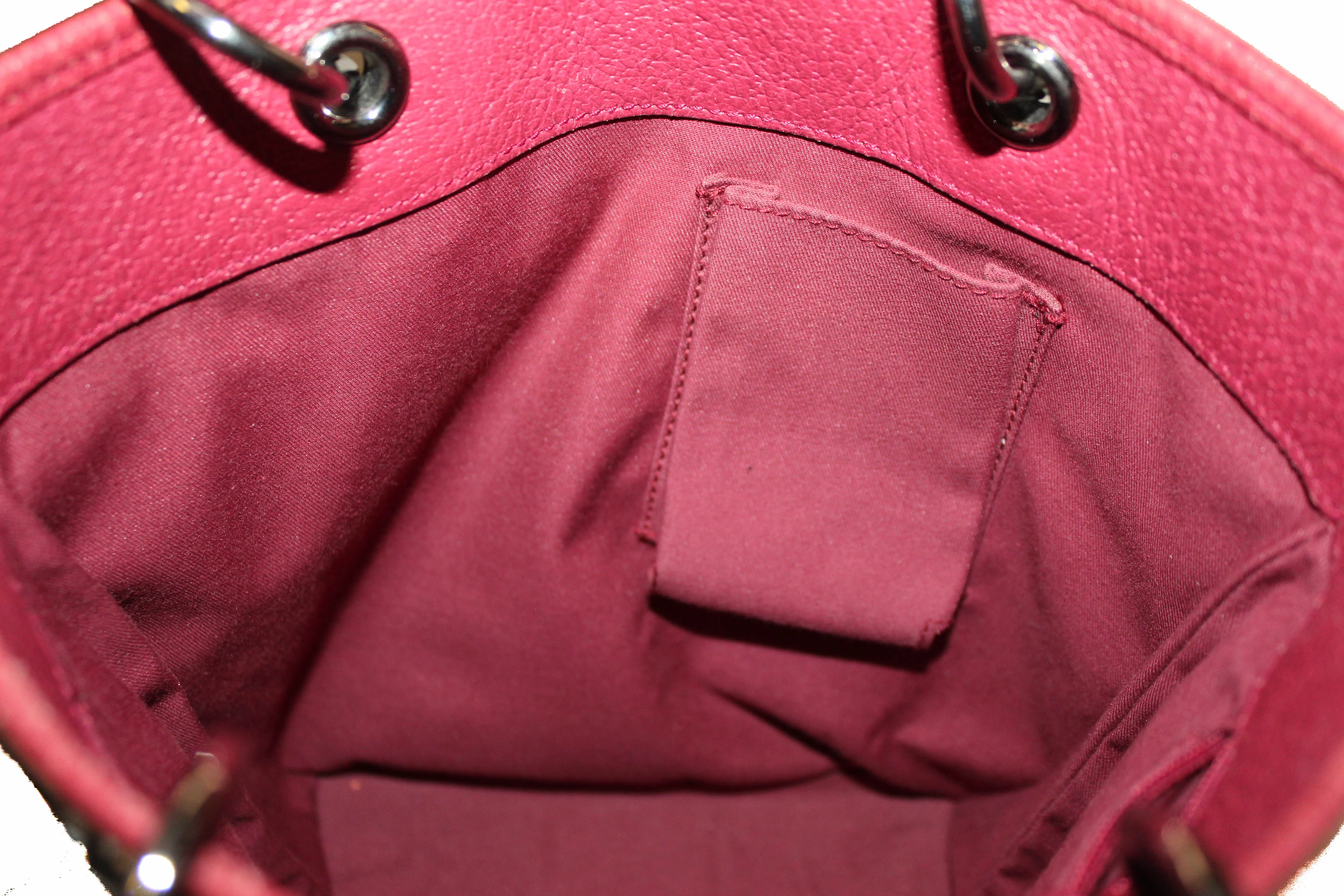 Authentic Gucci Gold GG Signature Canvas Pink Leather Small Bucket Tote Bag
