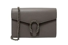 Authentic NEW Gucci Grey Leather Dionysus Mini Chain Wallet