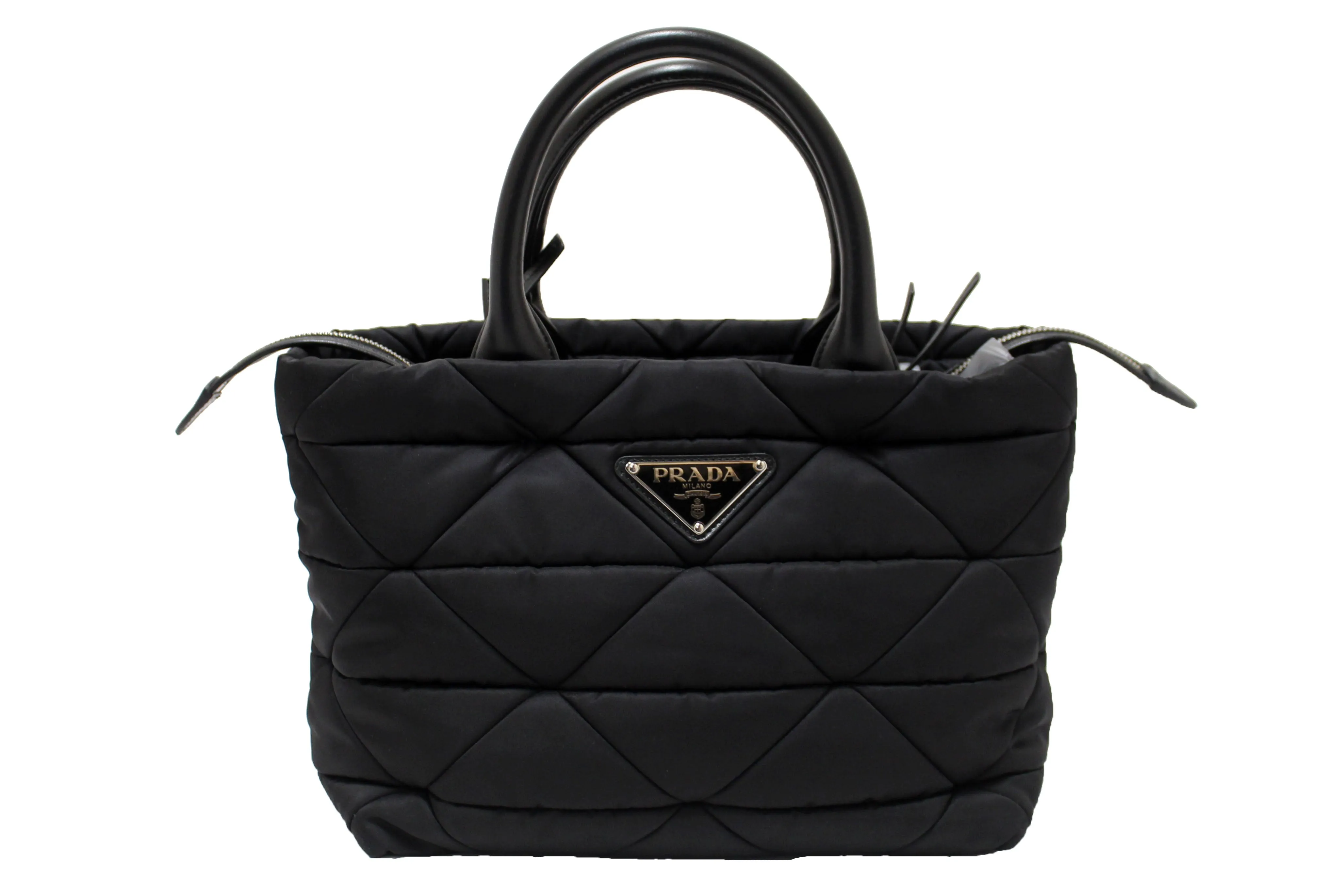 Authentic Prada Black Re-Nylon Padded Small Tote Bag