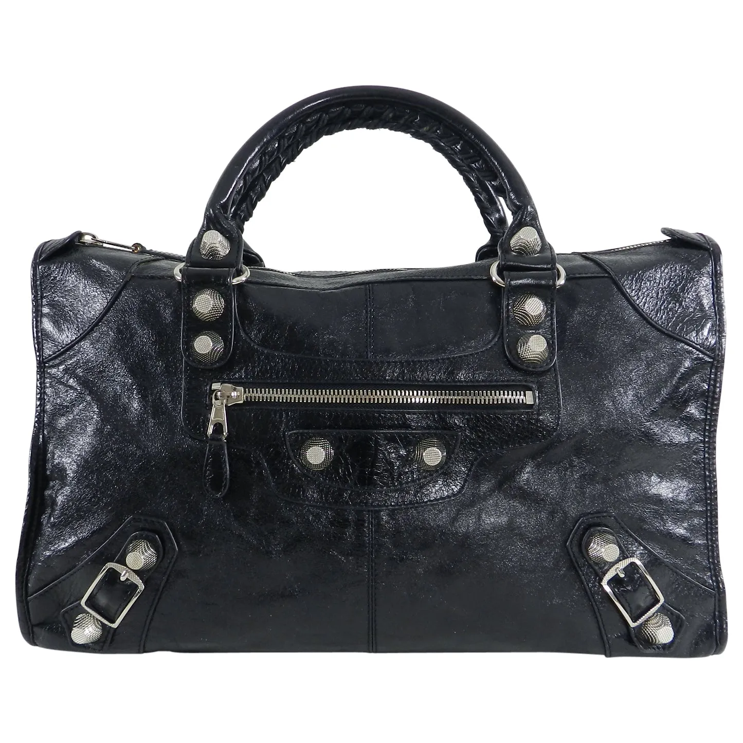 Balenciaga Black City Giant 21 Work Bag Silver Hardware