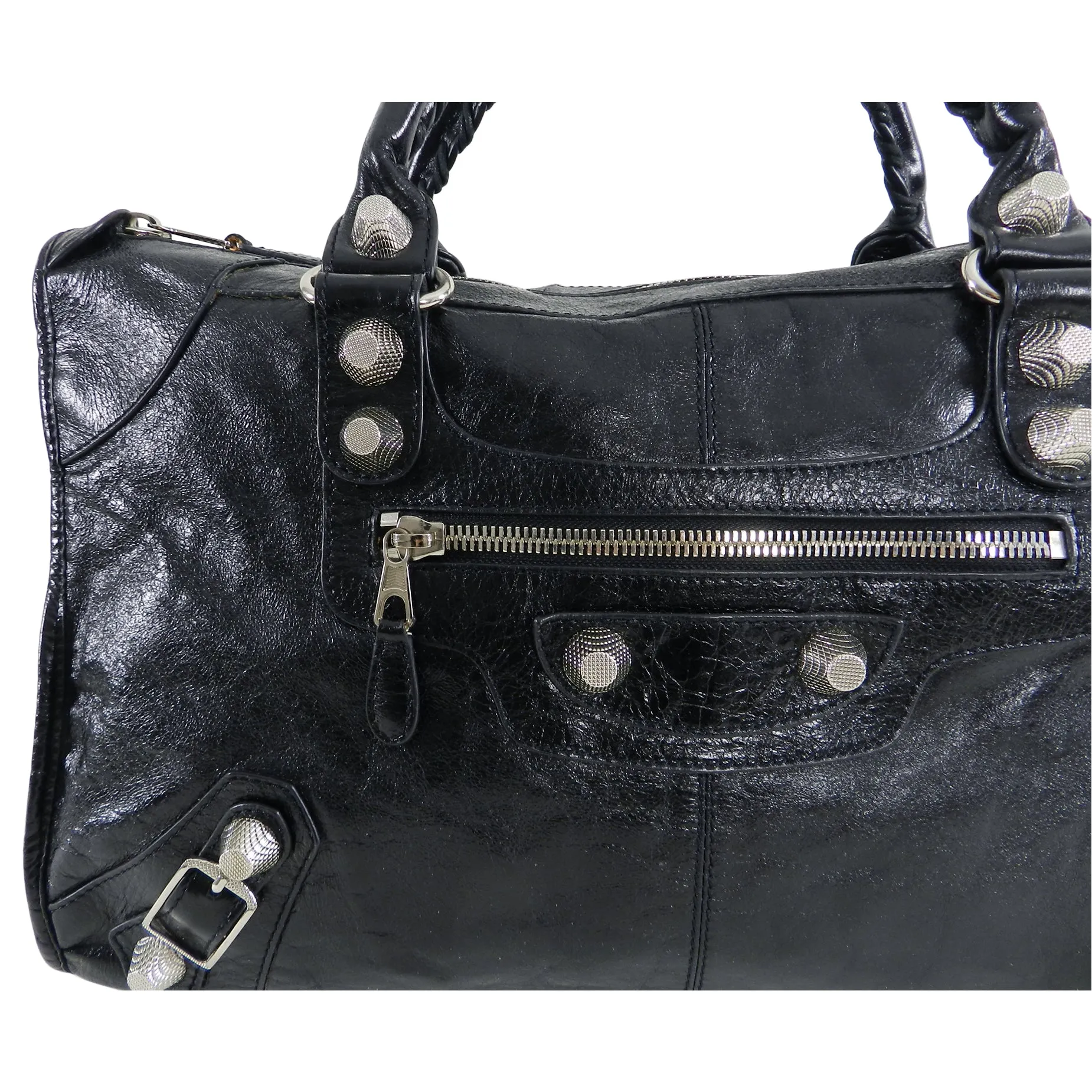 Balenciaga Black City Giant 21 Work Bag Silver Hardware