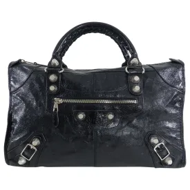 Balenciaga Black City Giant 21 Work Bag Silver Hardware