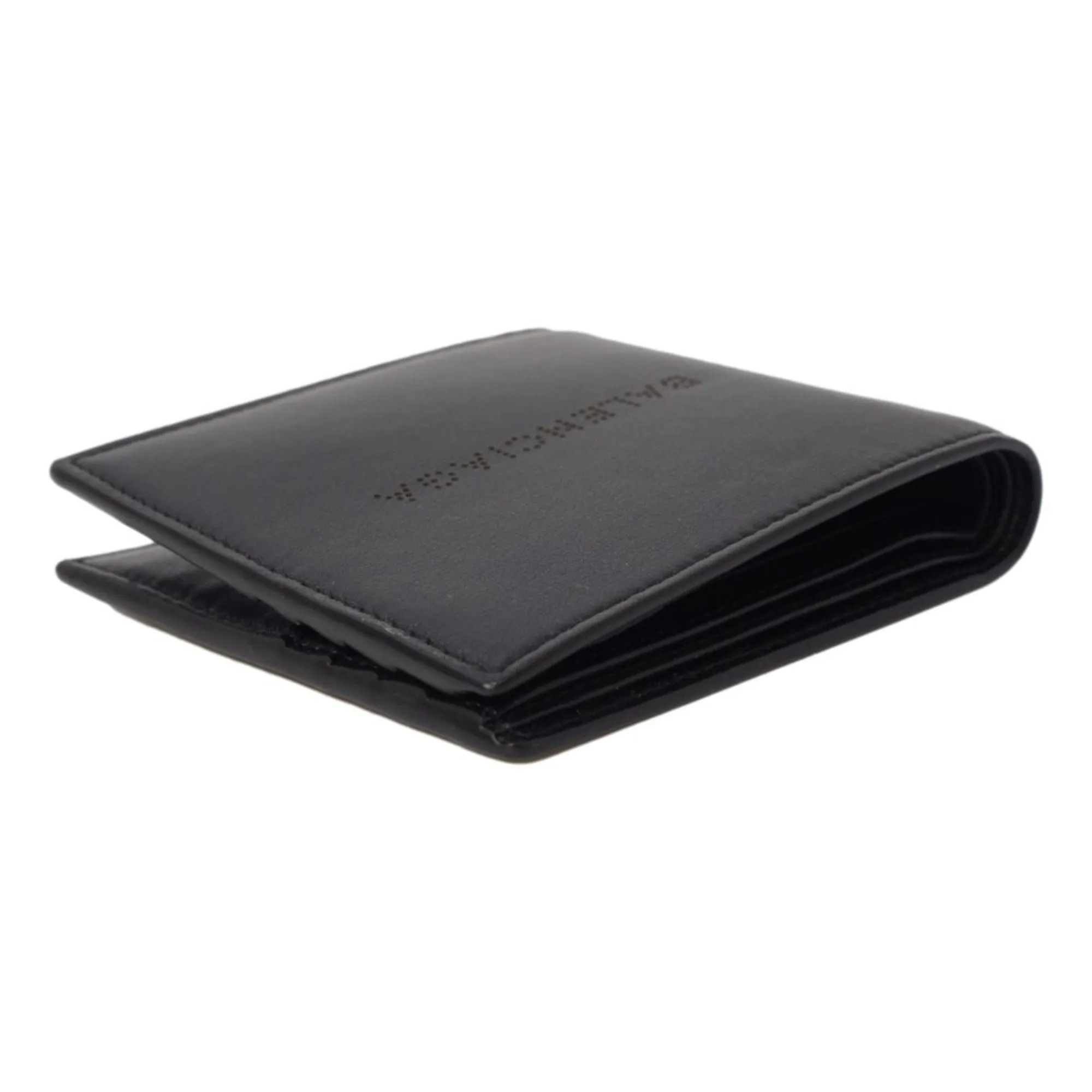 Balenciaga Cash Black Calfskin Leather Perforated Bifold Wallet