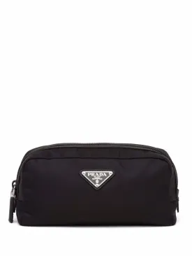 BLACK RE-NYLON BEAUTY CASE WITH LOGO