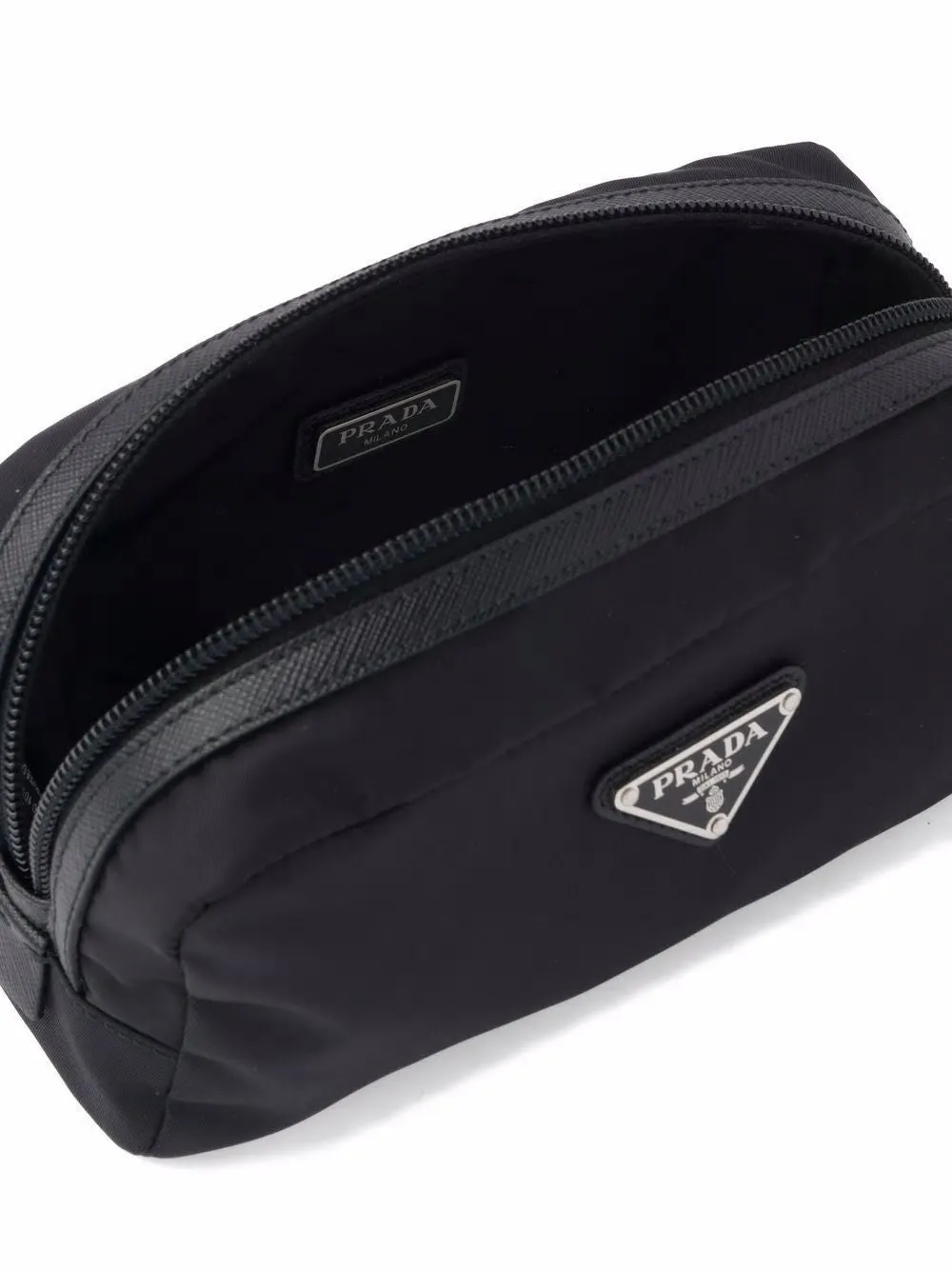 BLACK RE-NYLON BEAUTY CASE WITH LOGO