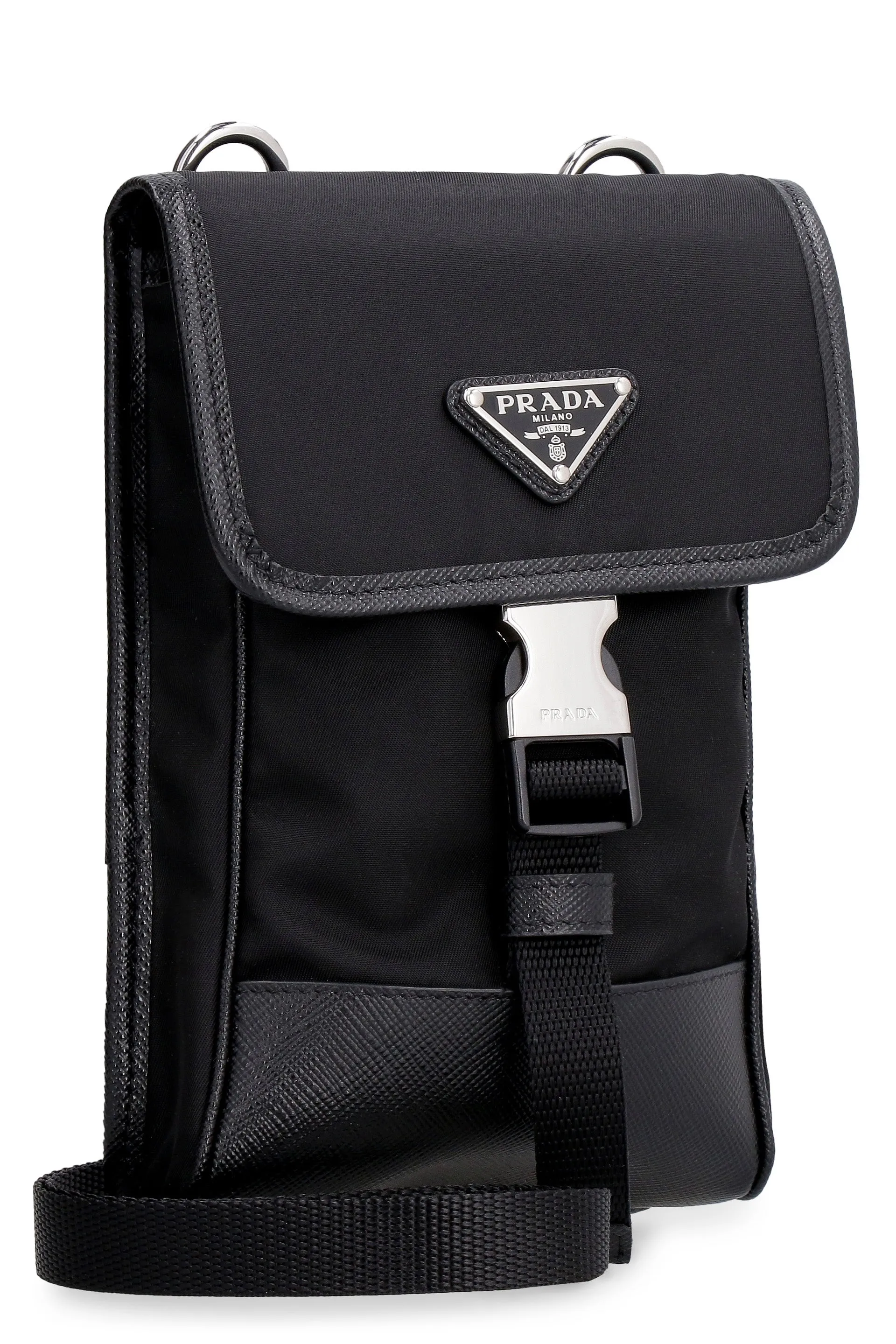 BLACK RE-NYLON MOBILE PHONE HOLDER