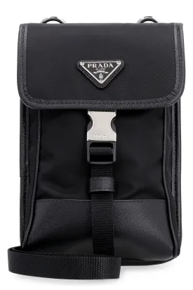 BLACK RE-NYLON MOBILE PHONE HOLDER