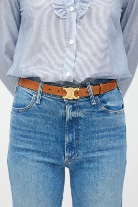 Brown & Gold Triomphe Leather Belt