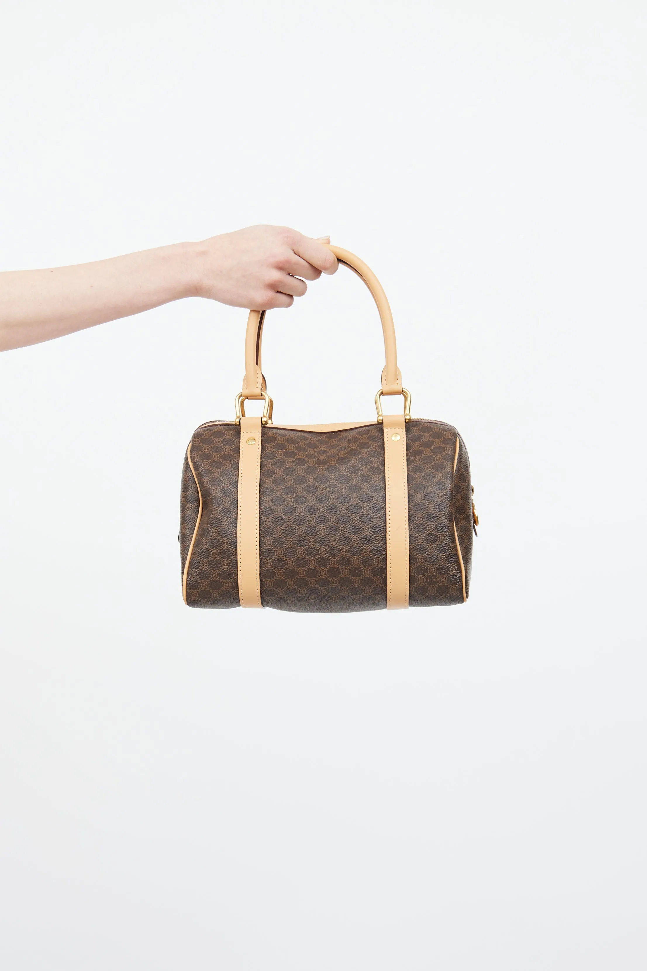 Brown Macadam Boston Monogram Bag