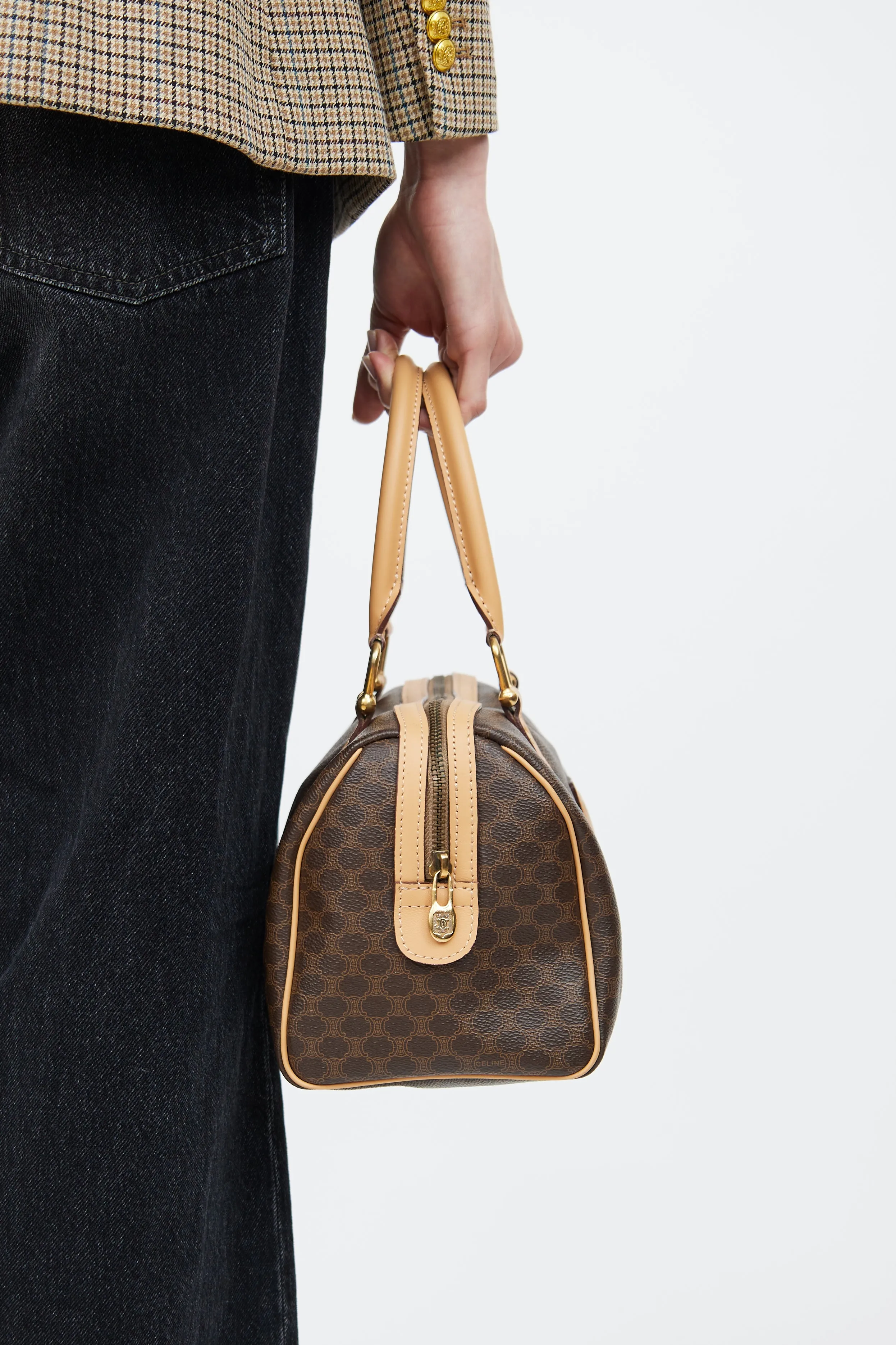 Brown Macadam Boston Monogram Bag