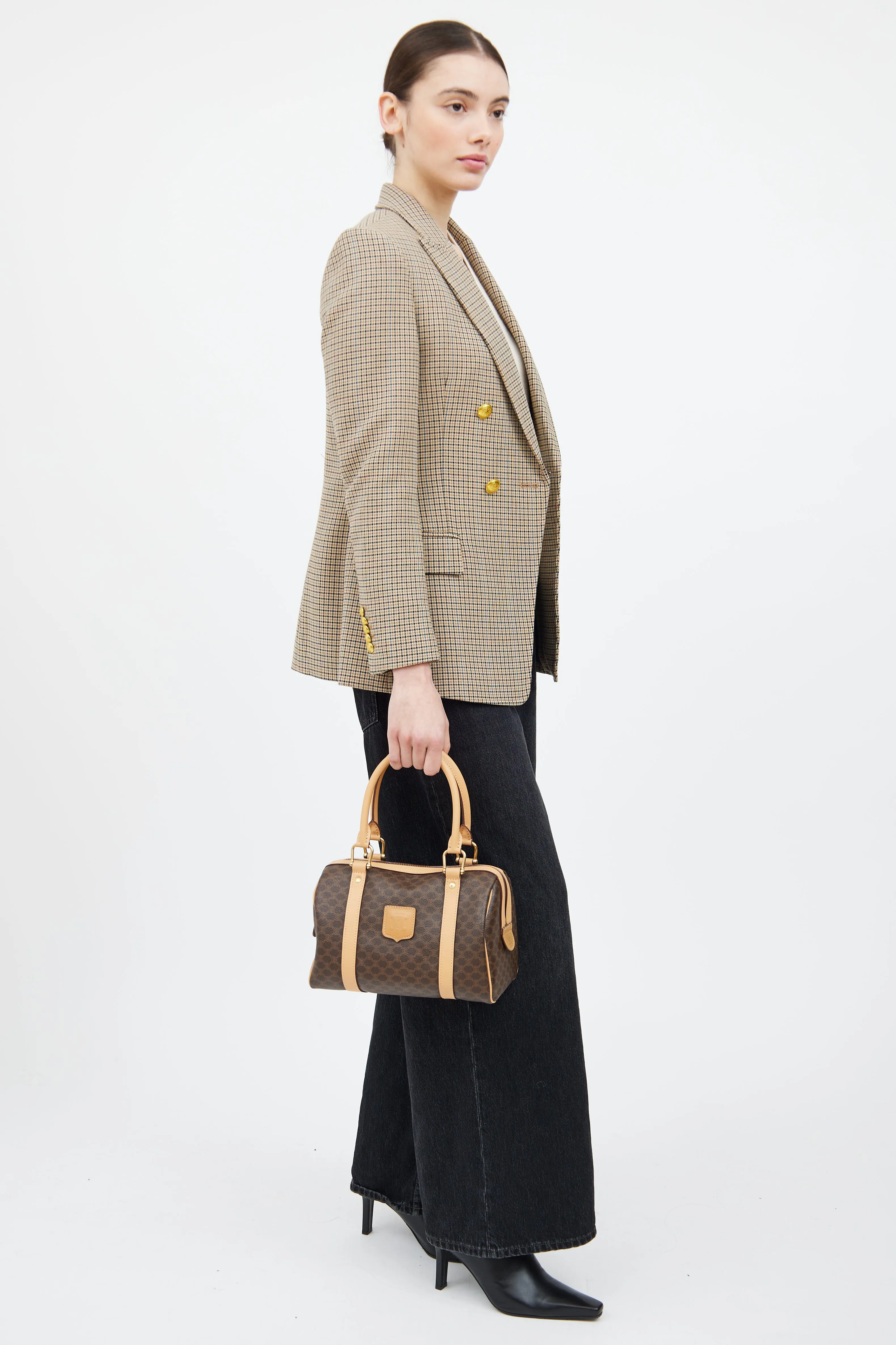 Brown Macadam Boston Monogram Bag