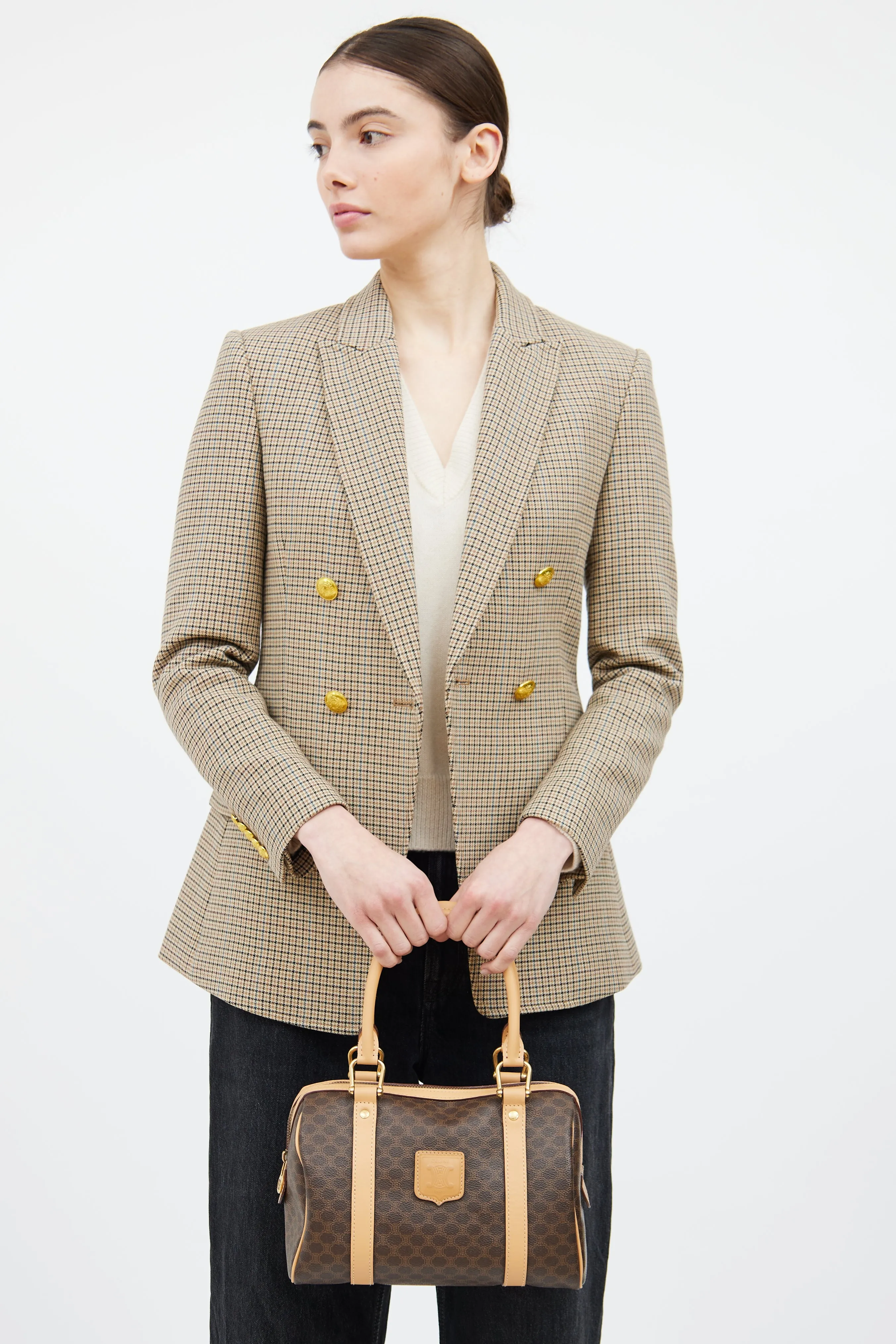 Brown Macadam Boston Monogram Bag