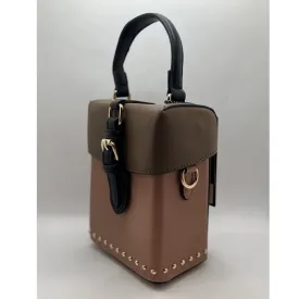 Brown, Pink and Black Bucket Bag