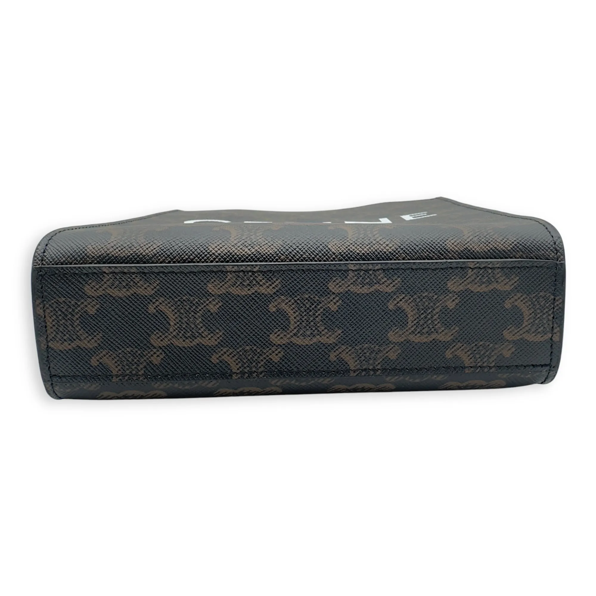 Cabas Triomphe Vertical Top Handle Bag Brown in Coated Canvas