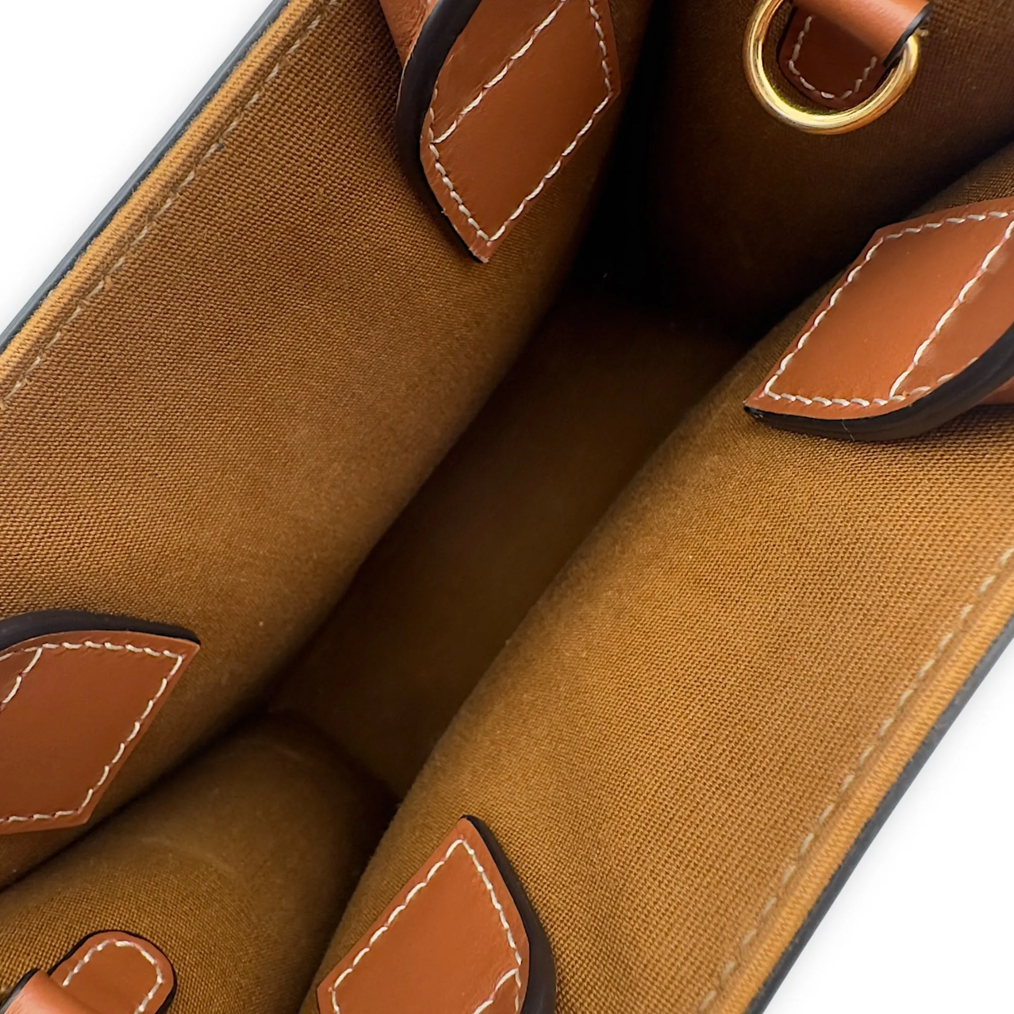 Cabas Triomphe Vertical Top Handle Bag Brown in Coated Canvas