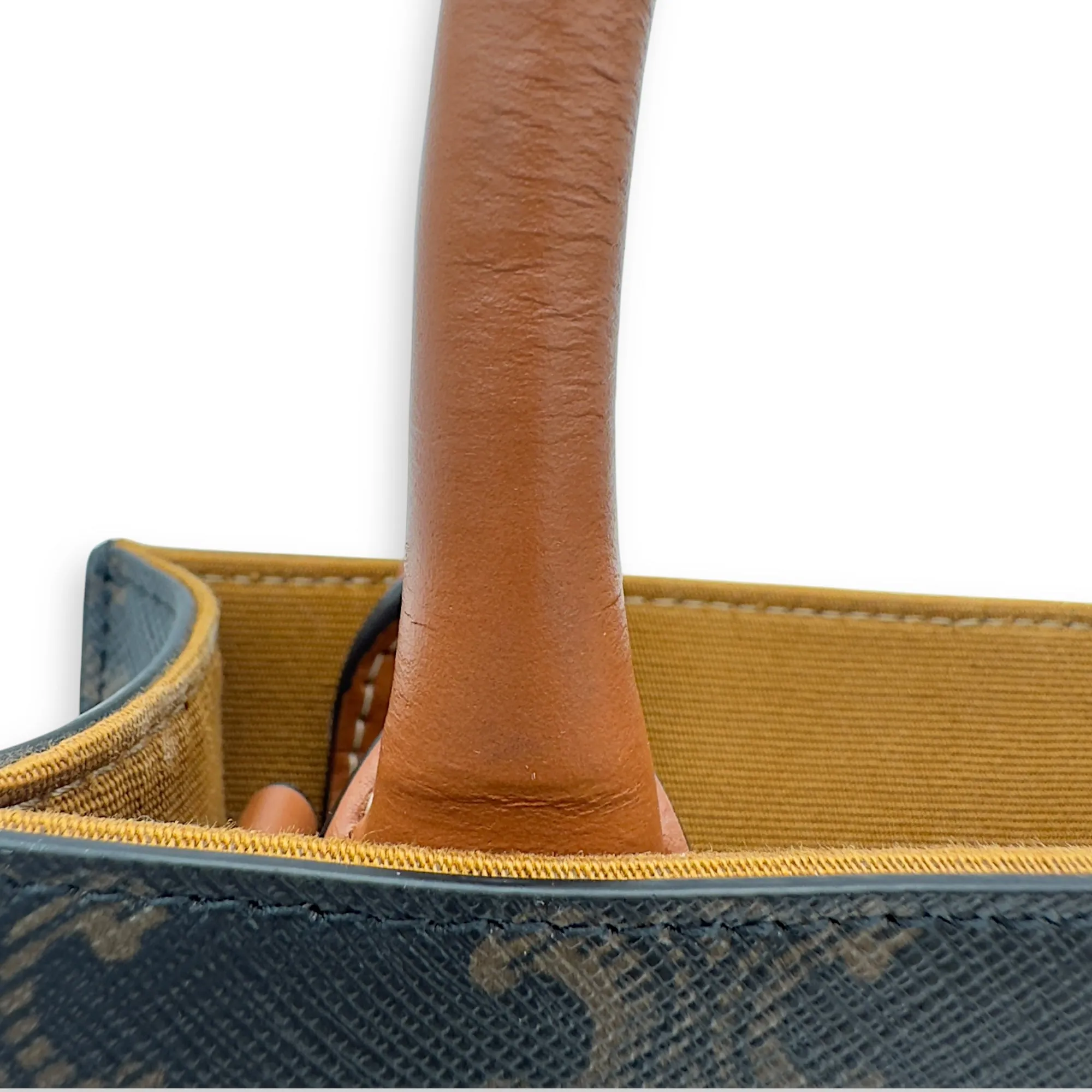 Cabas Triomphe Vertical Top Handle Bag Brown in Coated Canvas