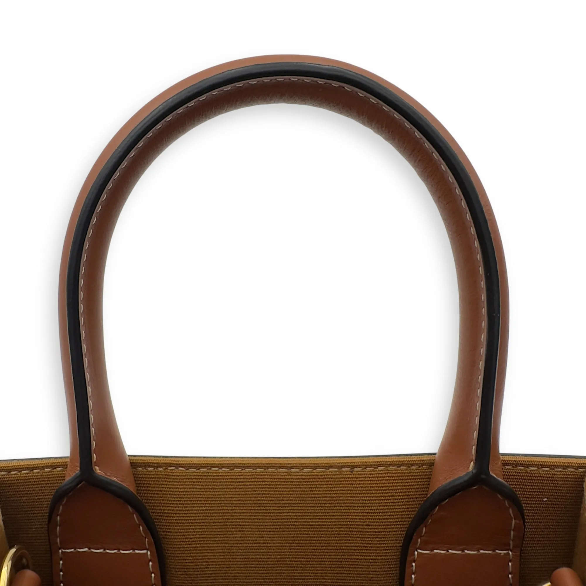 Cabas Triomphe Vertical Top Handle Bag Brown in Coated Canvas