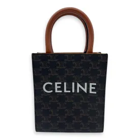 Cabas Triomphe Vertical Top Handle Bag Brown in Coated Canvas