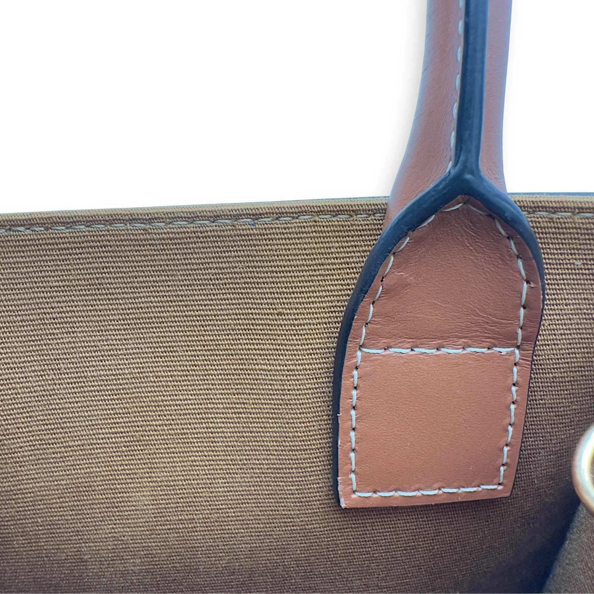 Cabas Triomphe Vertical Top Handle Bag Brown in Coated Canvas