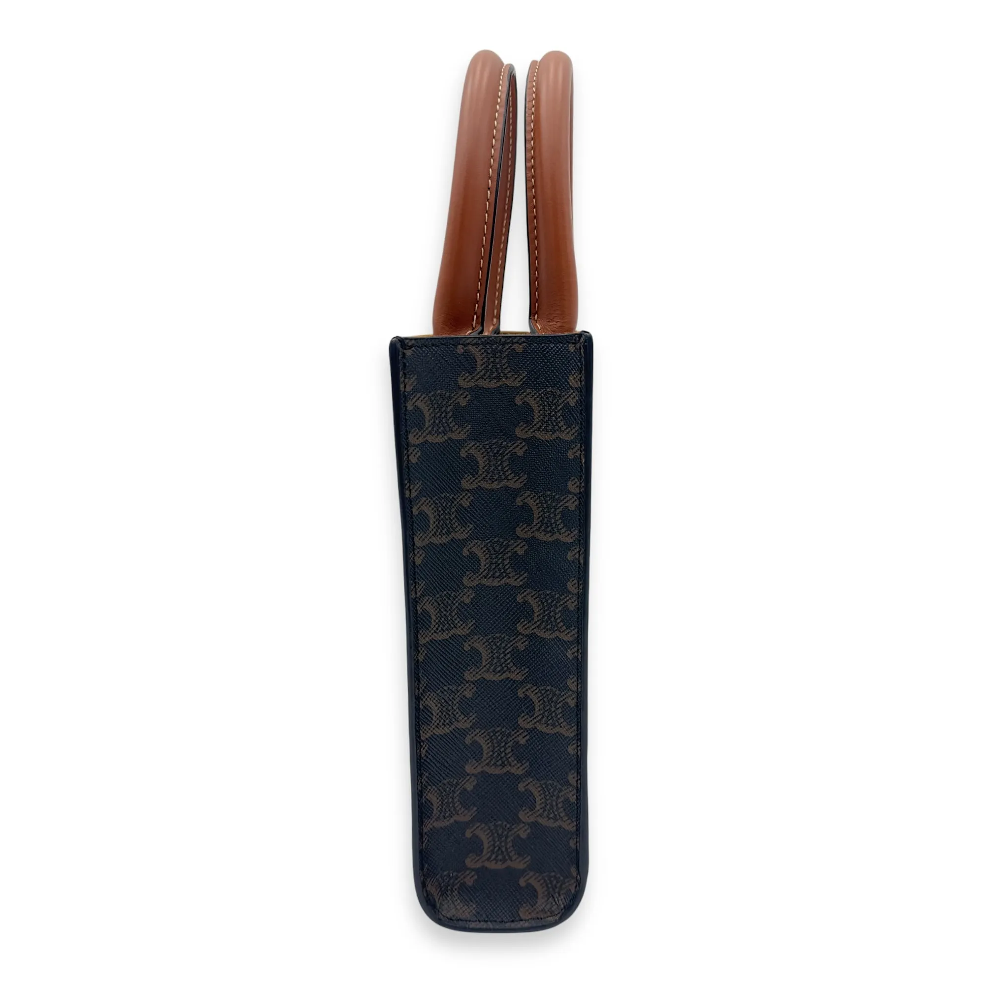 Cabas Triomphe Vertical Top Handle Bag Brown in Coated Canvas