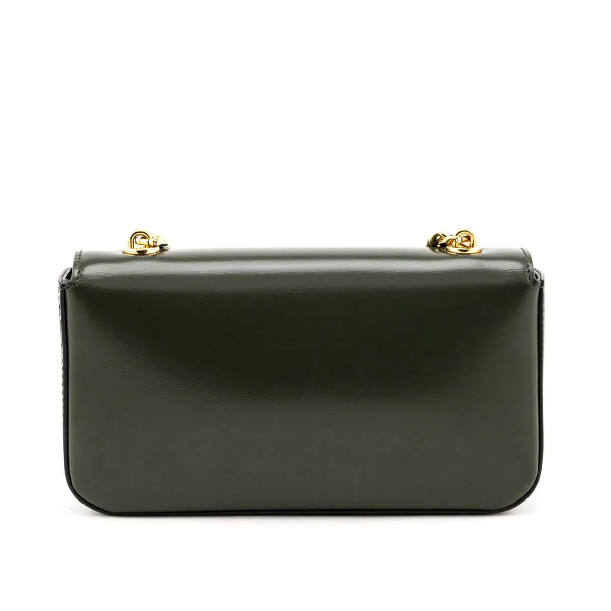 Celine Khaki Shiny Calfskin Cuir Triomphe Chain Shoulder Bag