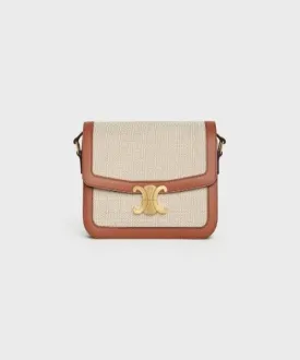 Celine Medium Triomphe Bag In Textile And Natural Calfskin