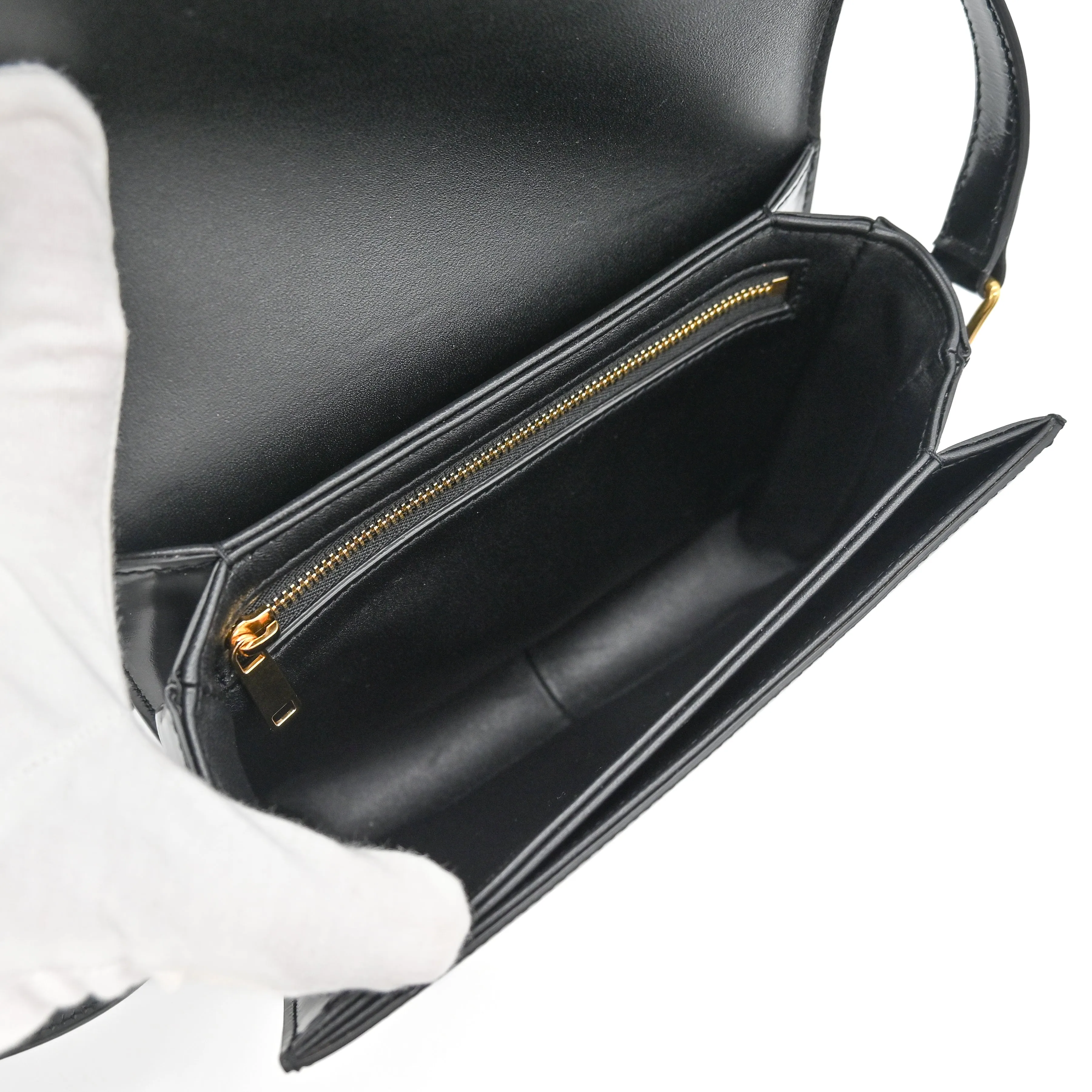 Celine Triomphe Bag in Shiny Black Calfskin