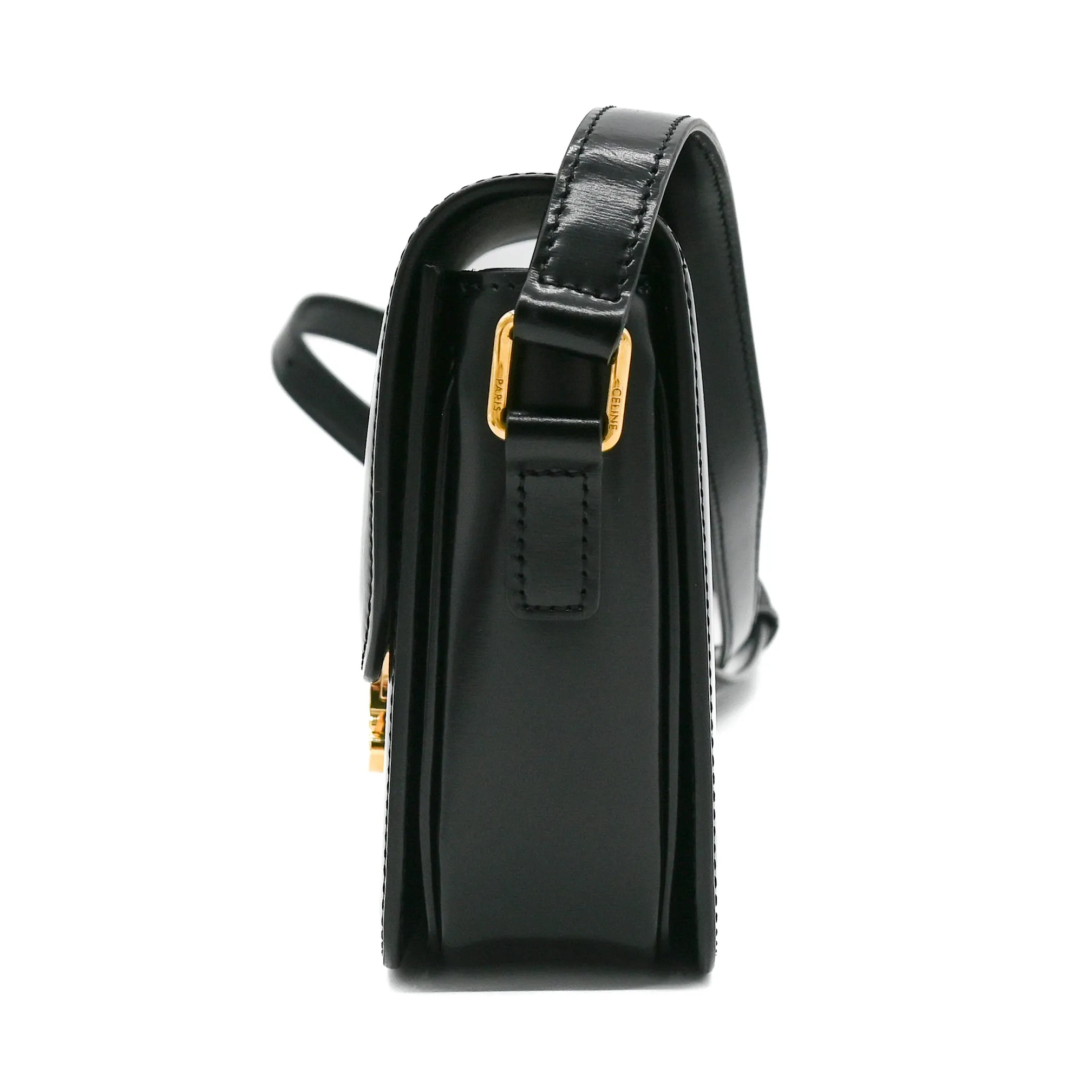 Celine Triomphe Bag in Shiny Black Calfskin