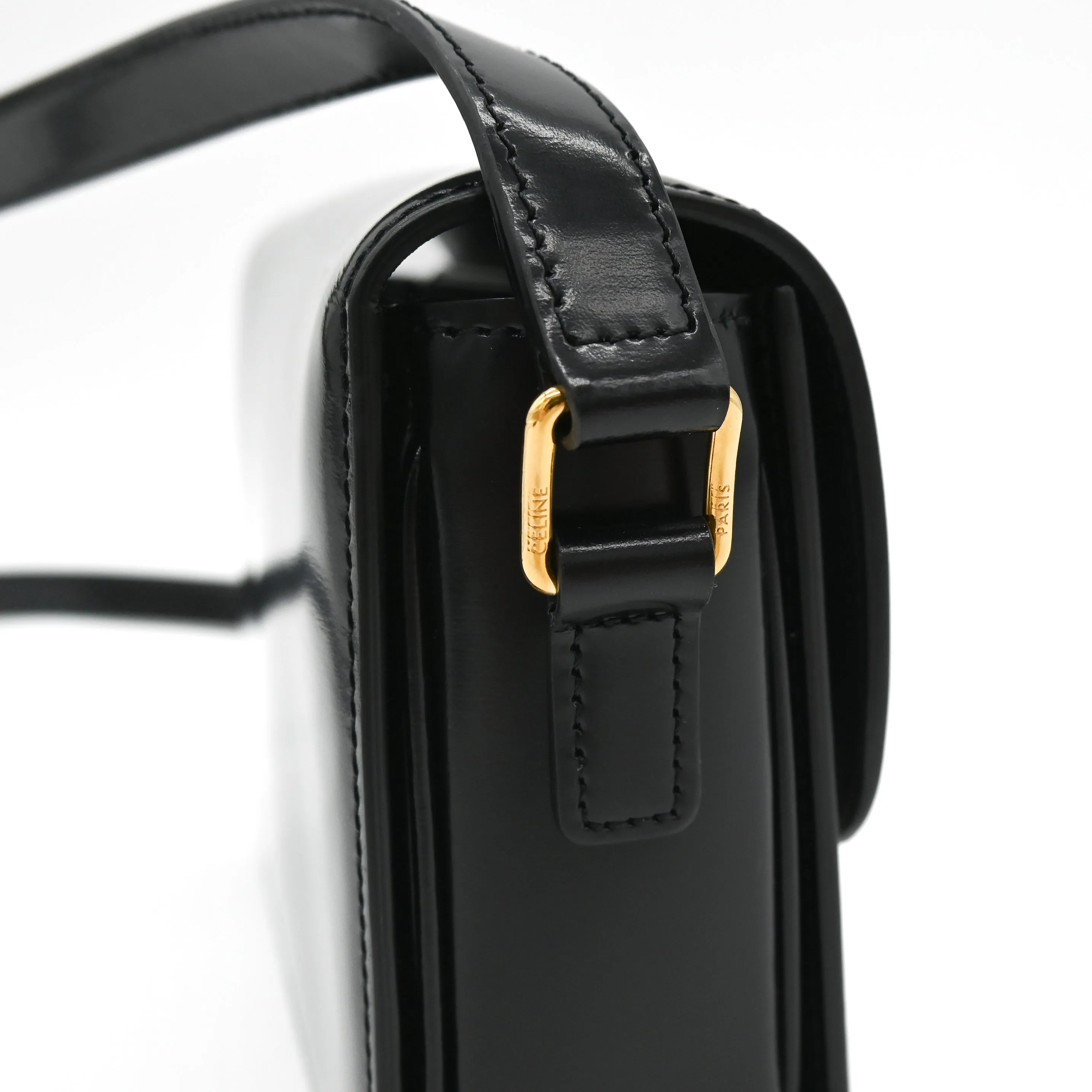 Celine Triomphe Bag in Shiny Black Calfskin