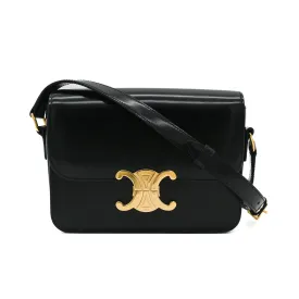 Celine Triomphe Bag in Shiny Black Calfskin