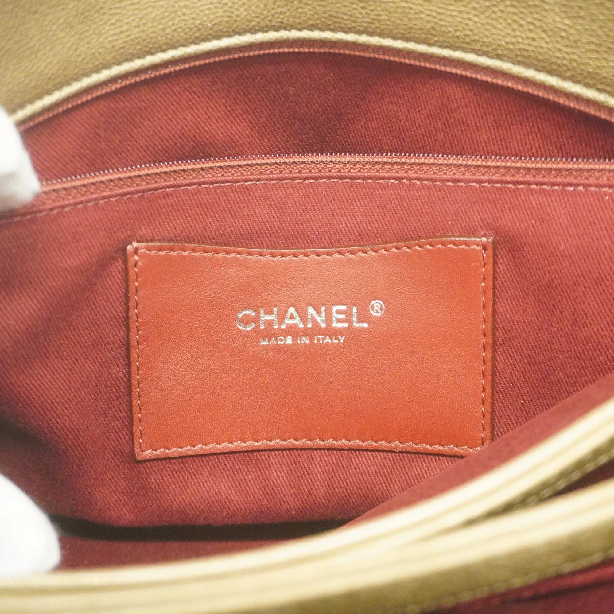 CHANEL  Matelasse Chain Shoulder Women's Leather Shoulder Bag Khaki