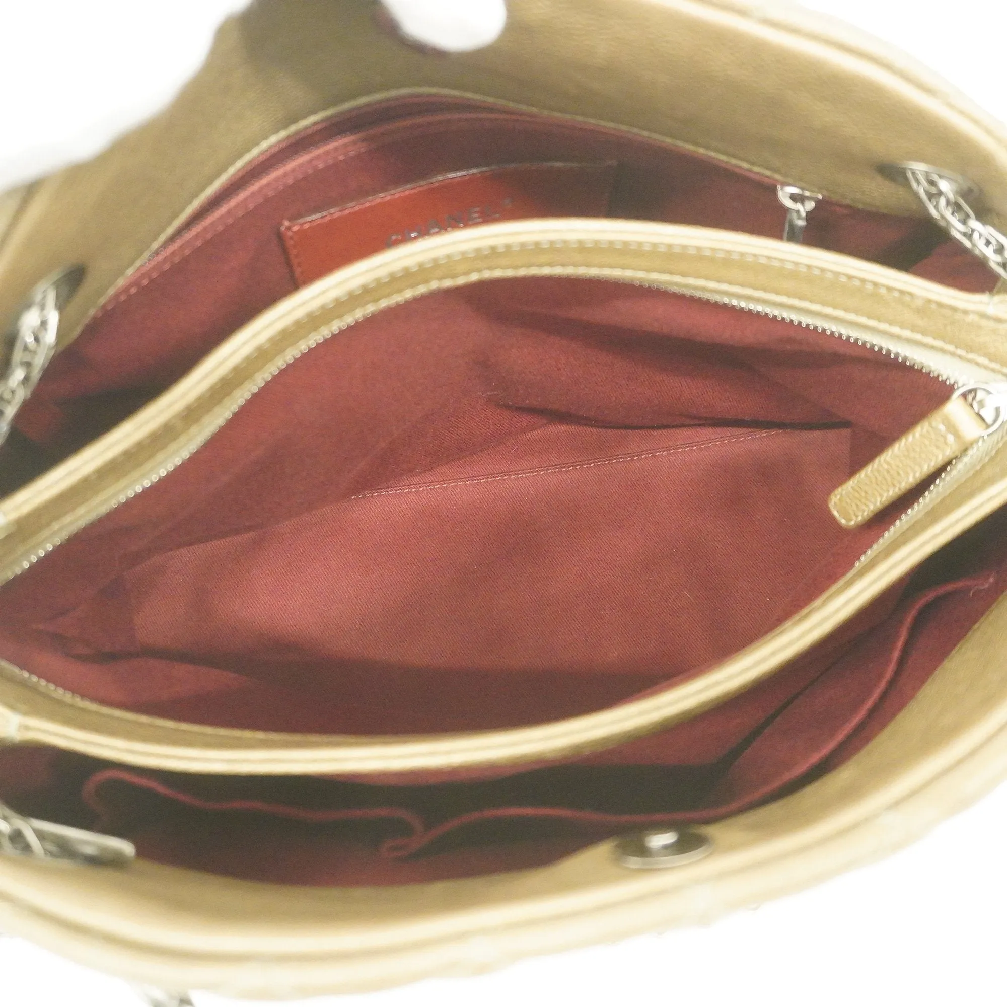 CHANEL  Matelasse Chain Shoulder Women's Leather Shoulder Bag Khaki