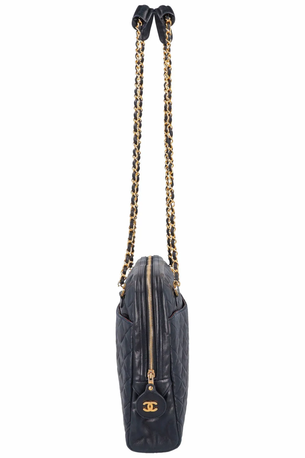 CHANEL Quilted Messenger Bag Blue