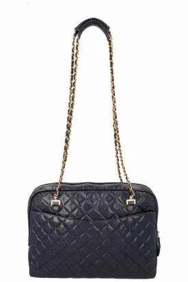 CHANEL Quilted Messenger Bag Blue