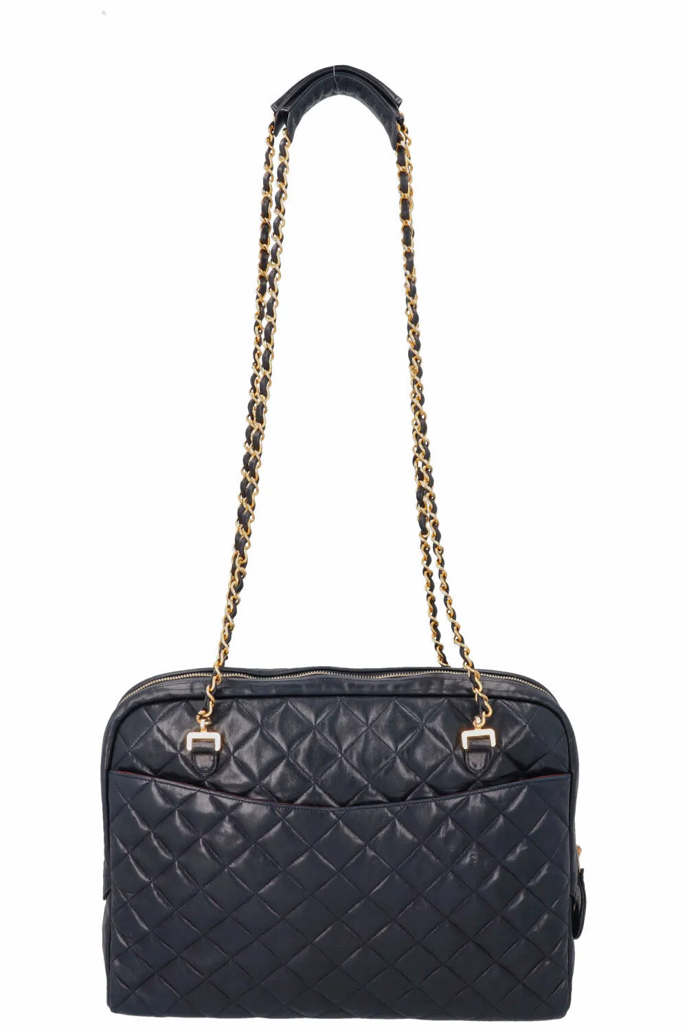 CHANEL Quilted Messenger Bag Blue