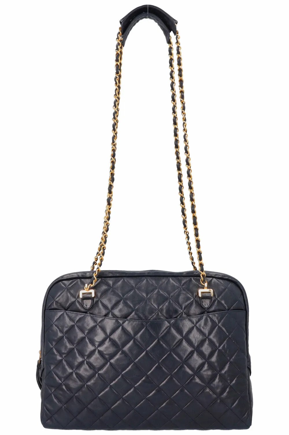 CHANEL Quilted Messenger Bag Blue