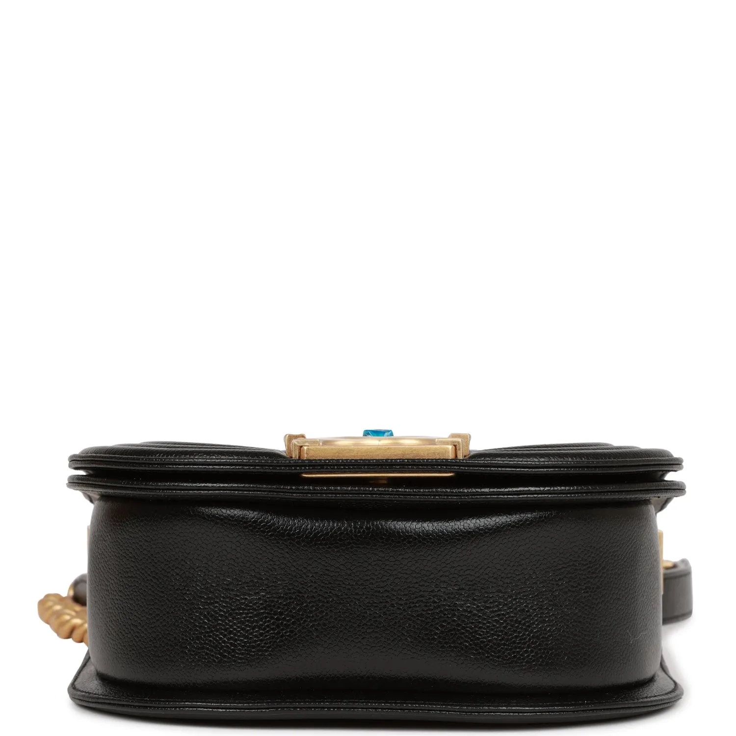 Chanel Small Boy Messenger Bag Black Caviar Antique Gold Hardware
