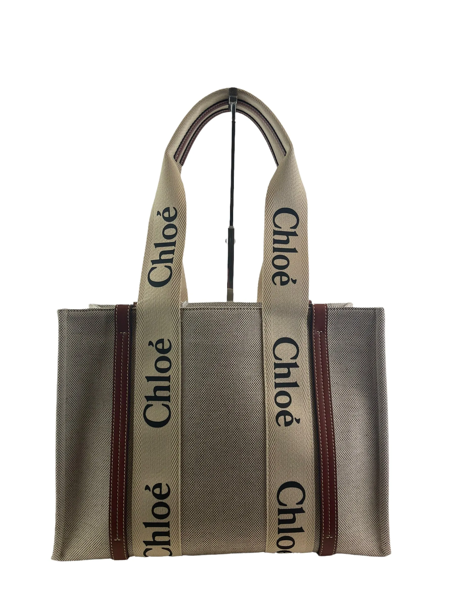 Chloe Cream Canvas "Woody" Medium Tote