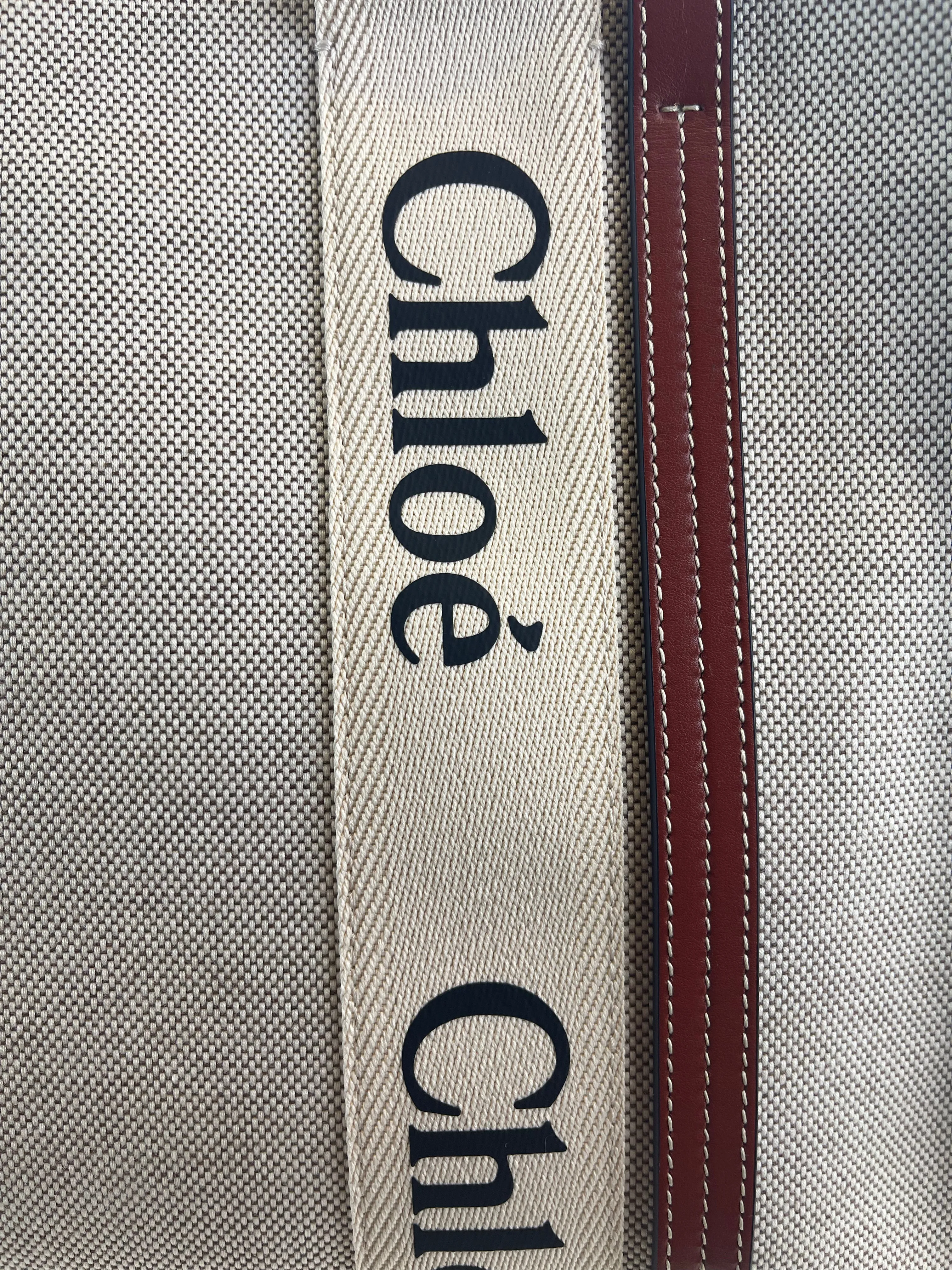 Chloe Cream Canvas "Woody" Medium Tote