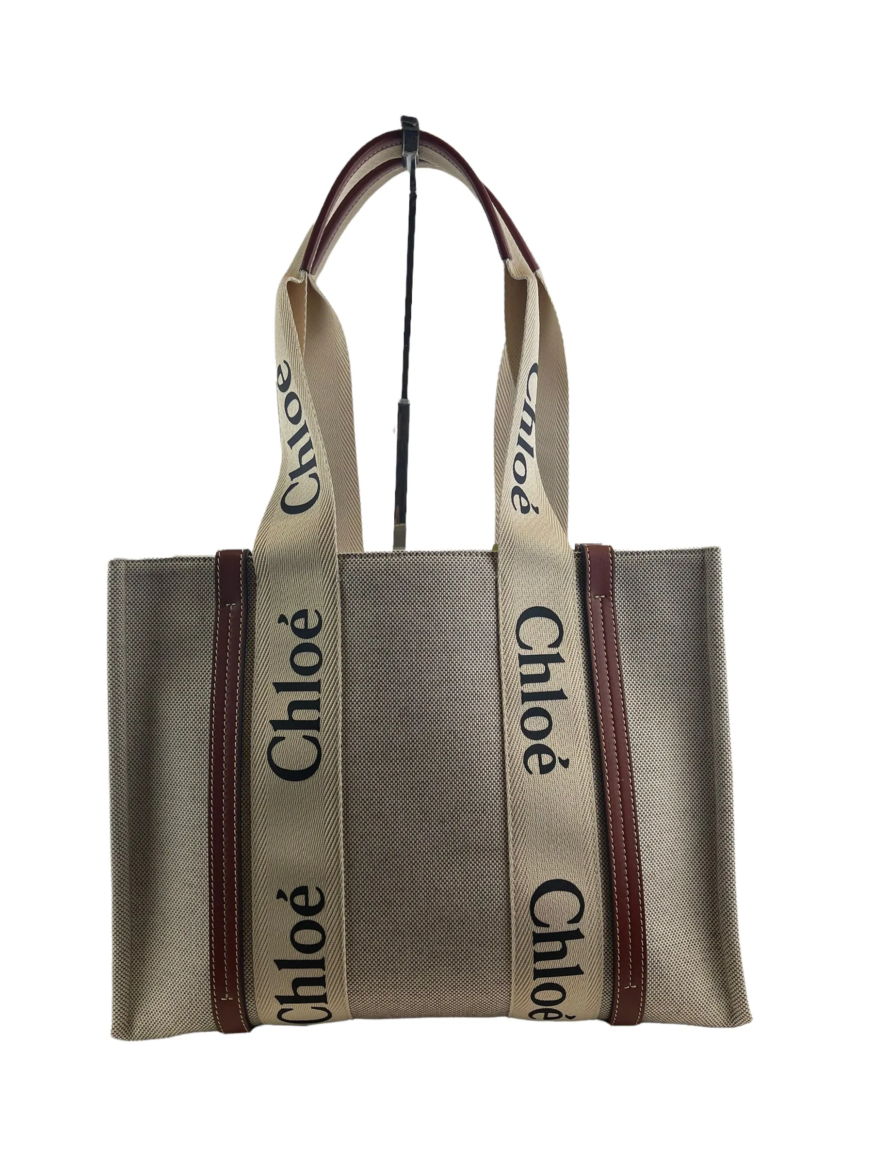 Chloe Cream Canvas "Woody" Medium Tote