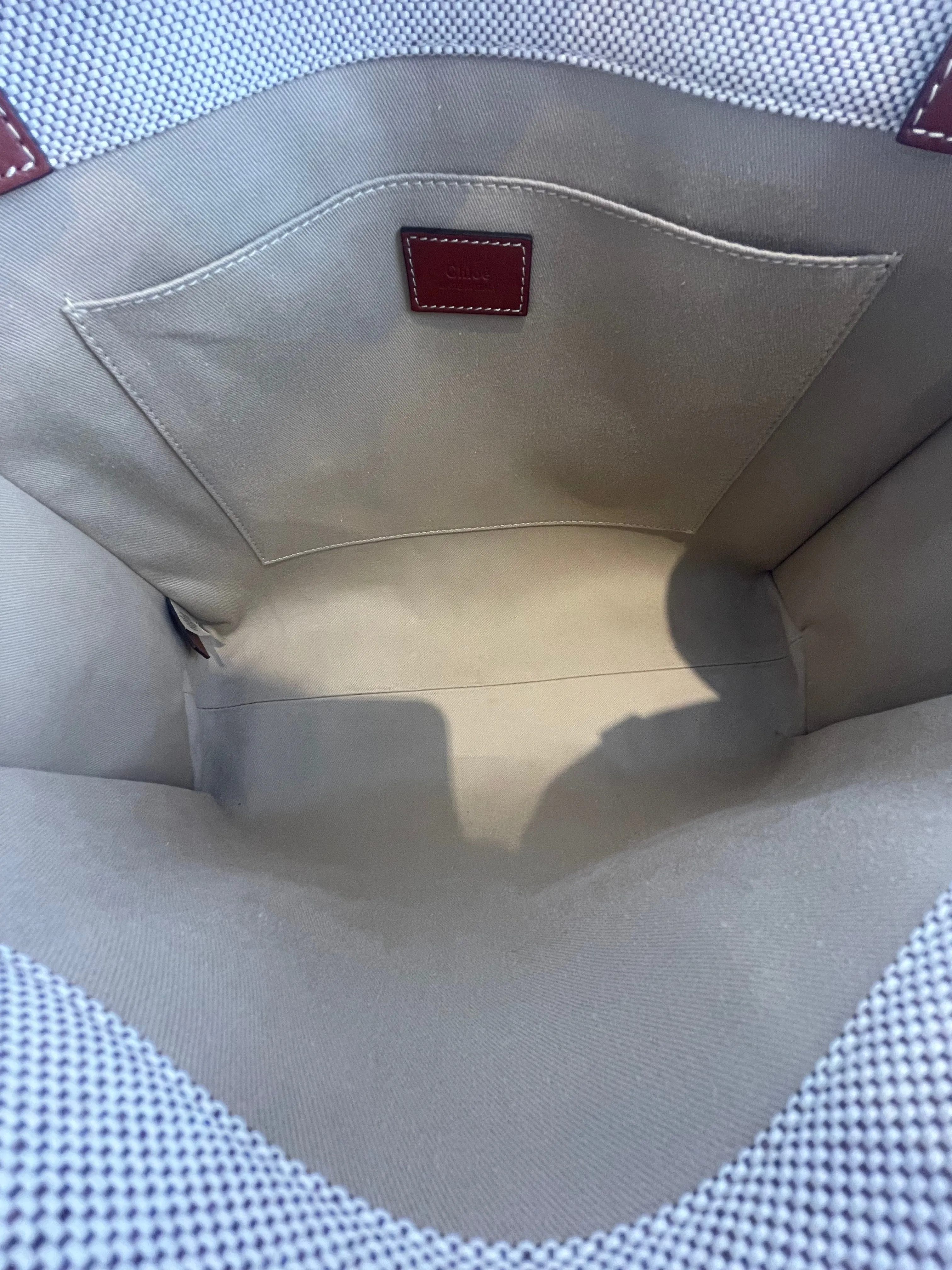 Chloe Cream Canvas "Woody" Medium Tote